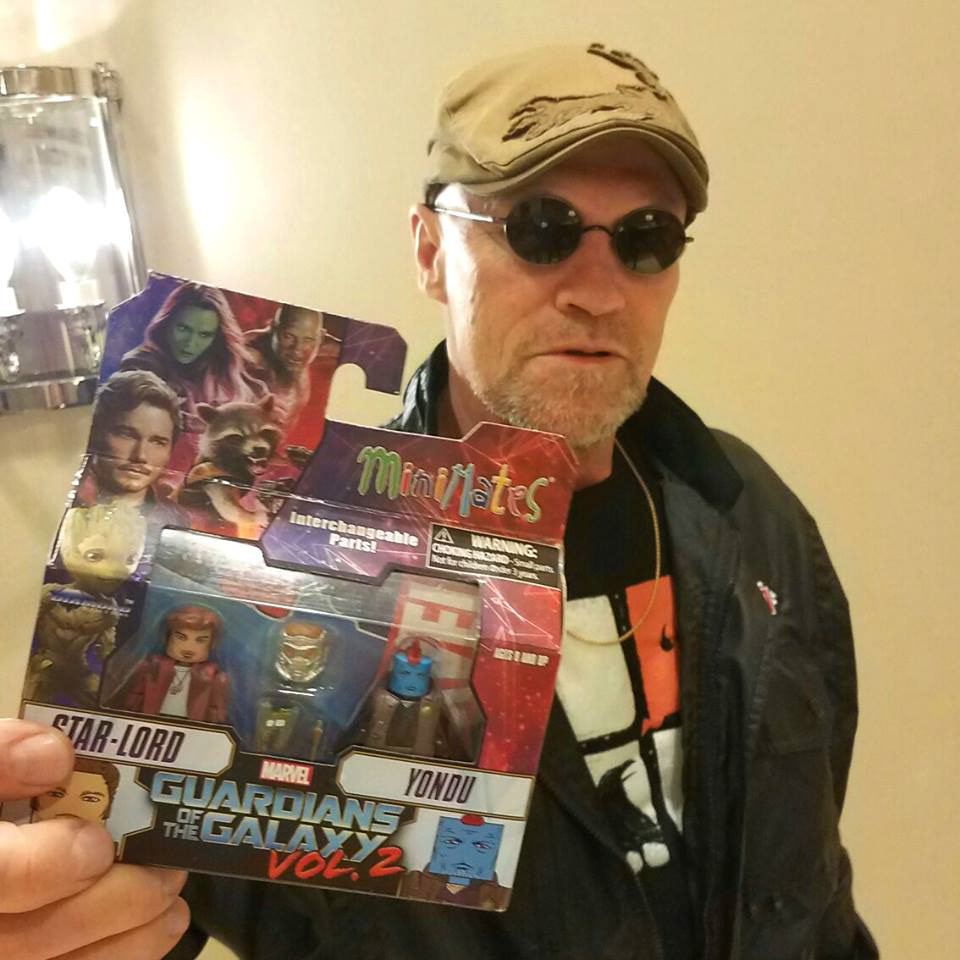 Michael Rooker with his Marvel's Guardians of the Galaxy Vol. 2 Minimates