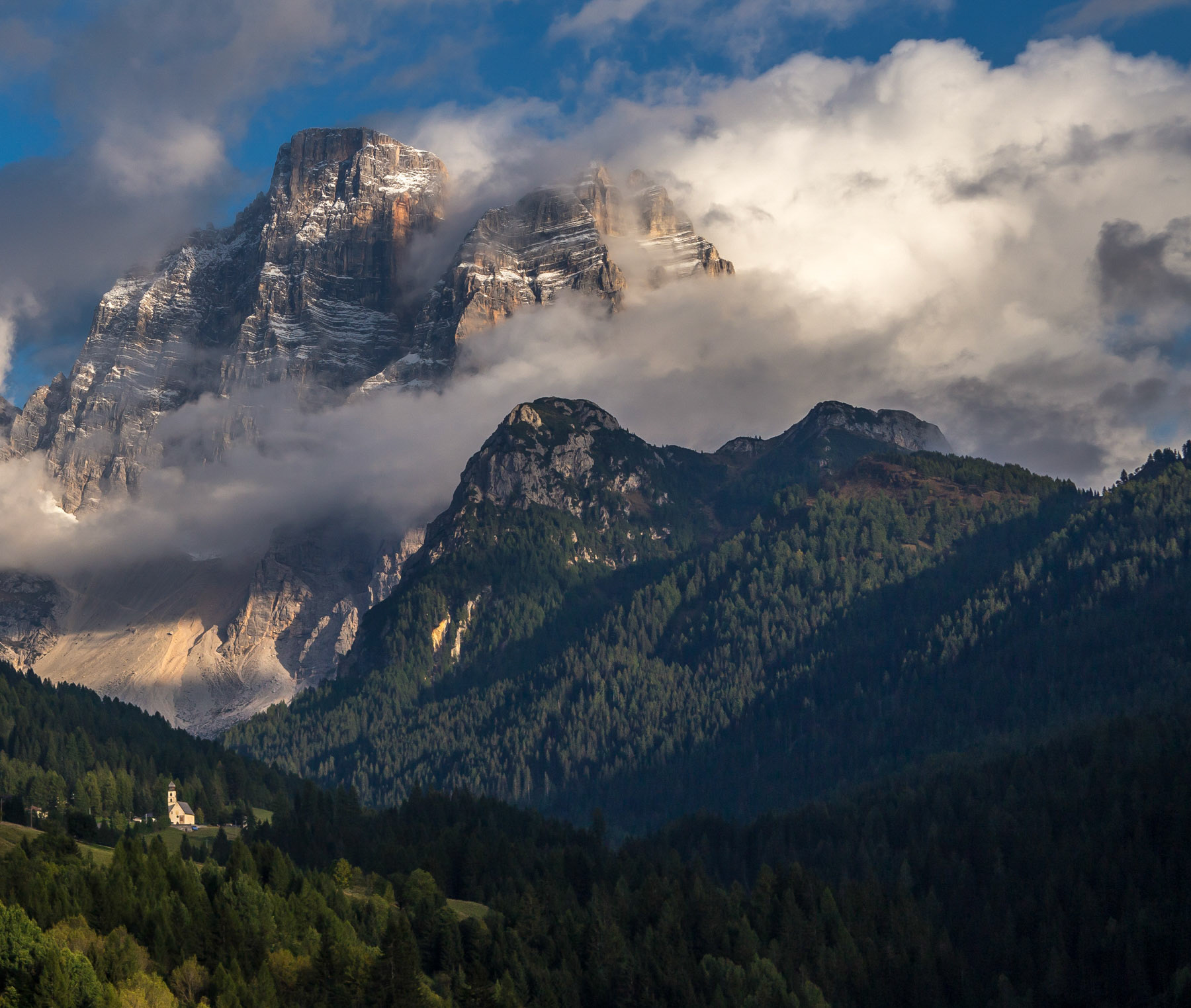 Monte Pelmo and the Church of Santa Fosca