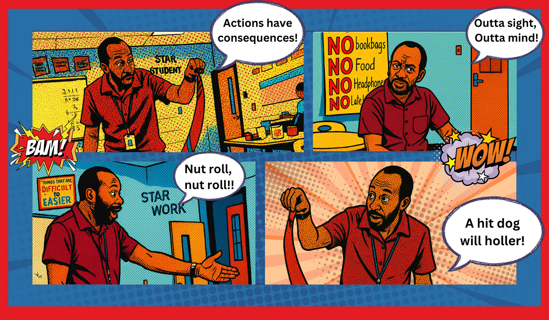 Yellow and Blue Bright Colourful Illustrative Superhero Comic Strip - 1