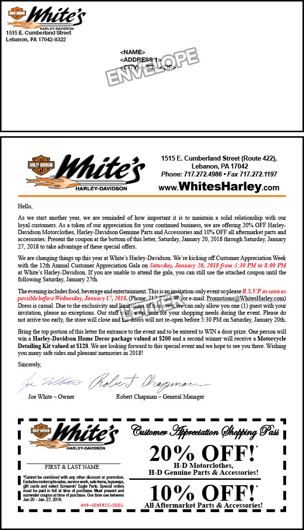 White's H-D Customer Appreciation Letter