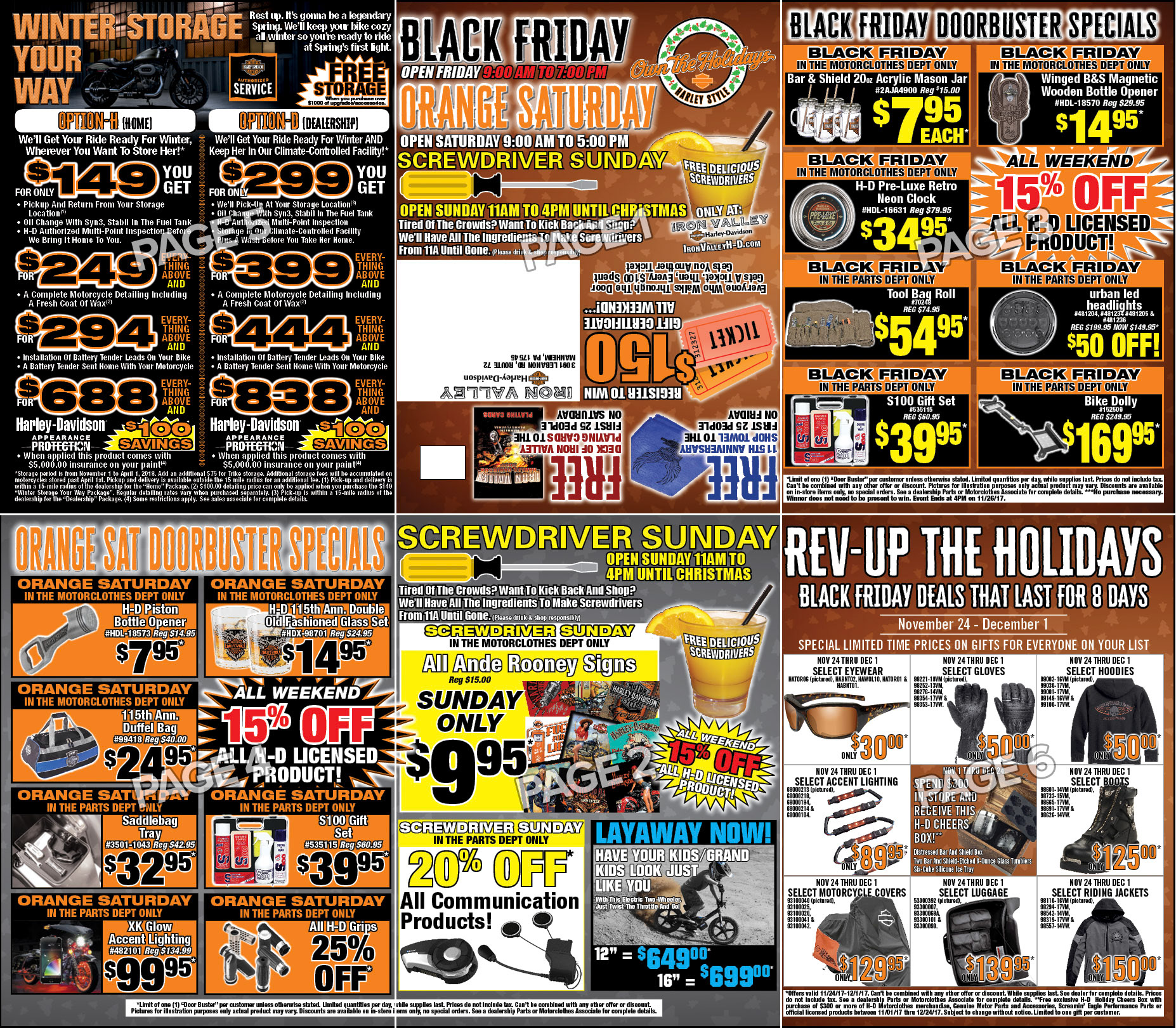 Iron Valley H-D Black Friday, Orange Saturday & Screwdriver Sunday 6 Page Mailer