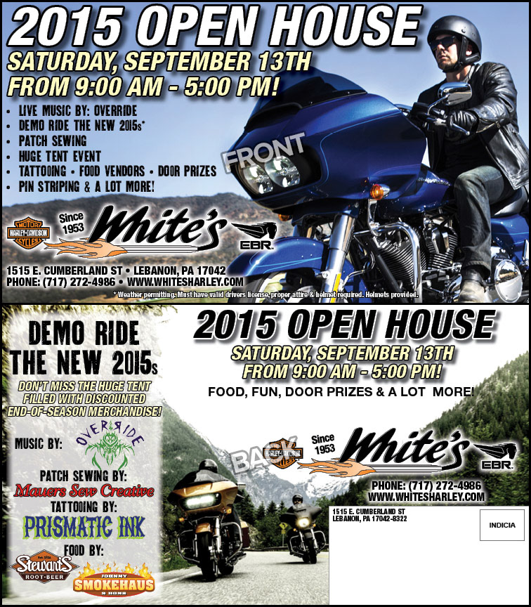White's H-D Fall Open House Postcard Mailer