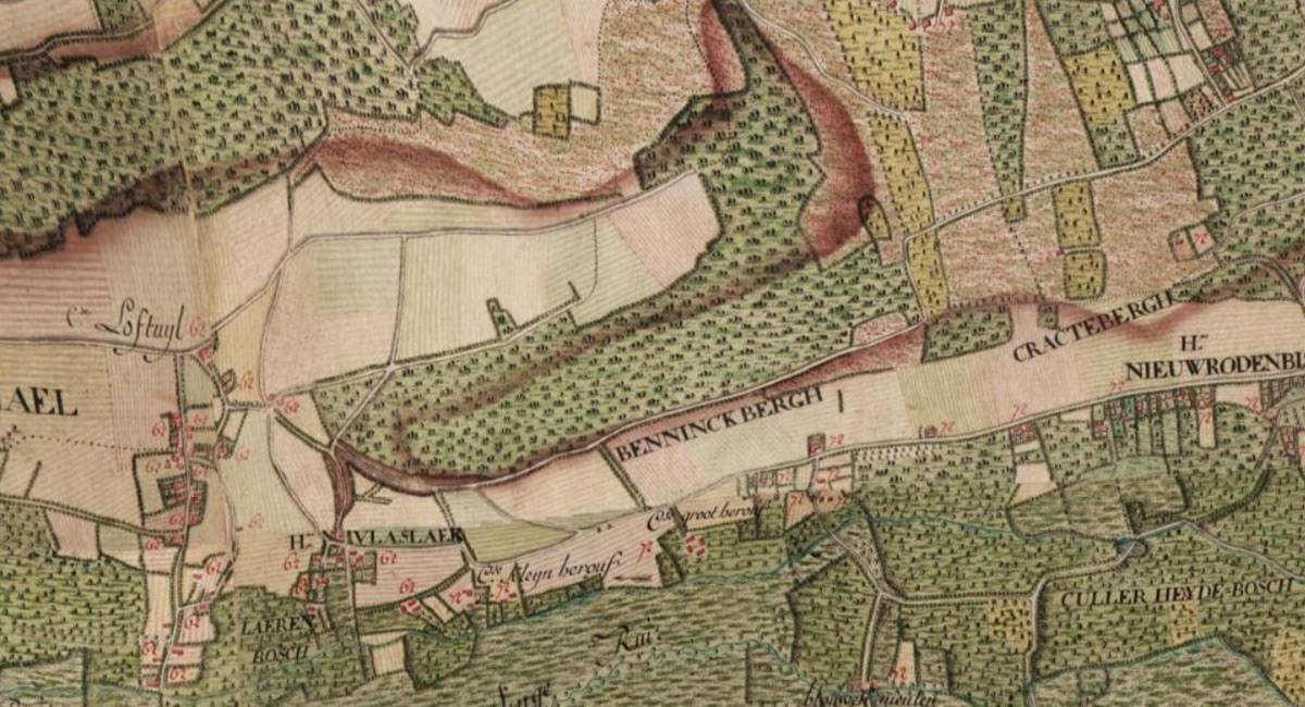 De eerste vermelding van "Benninckbergh" in de Ferrariskaart (1777) (Copyright Geopunt Vlaanderen)