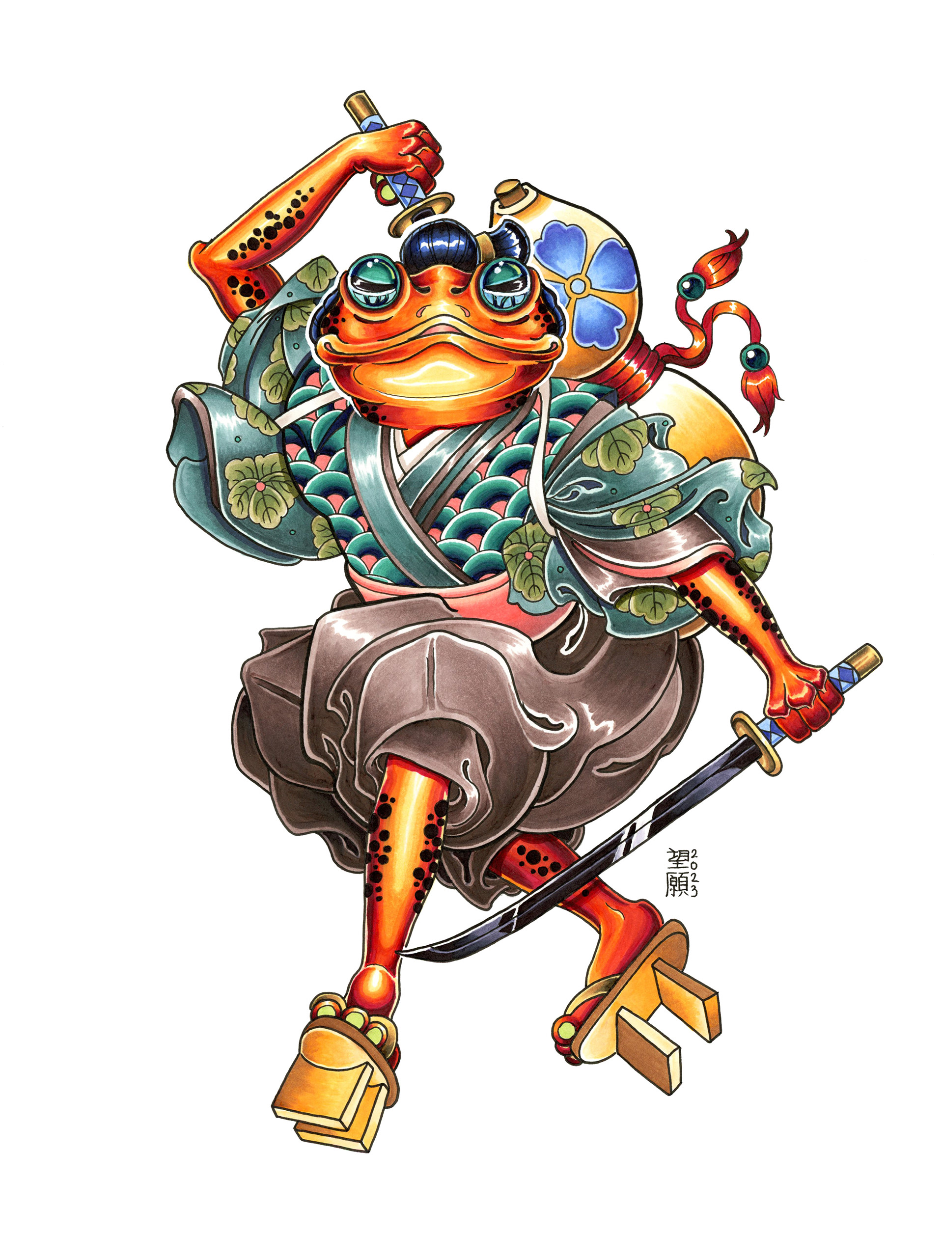 Ike no Kaeru - Copic Marker on Paper - 2023