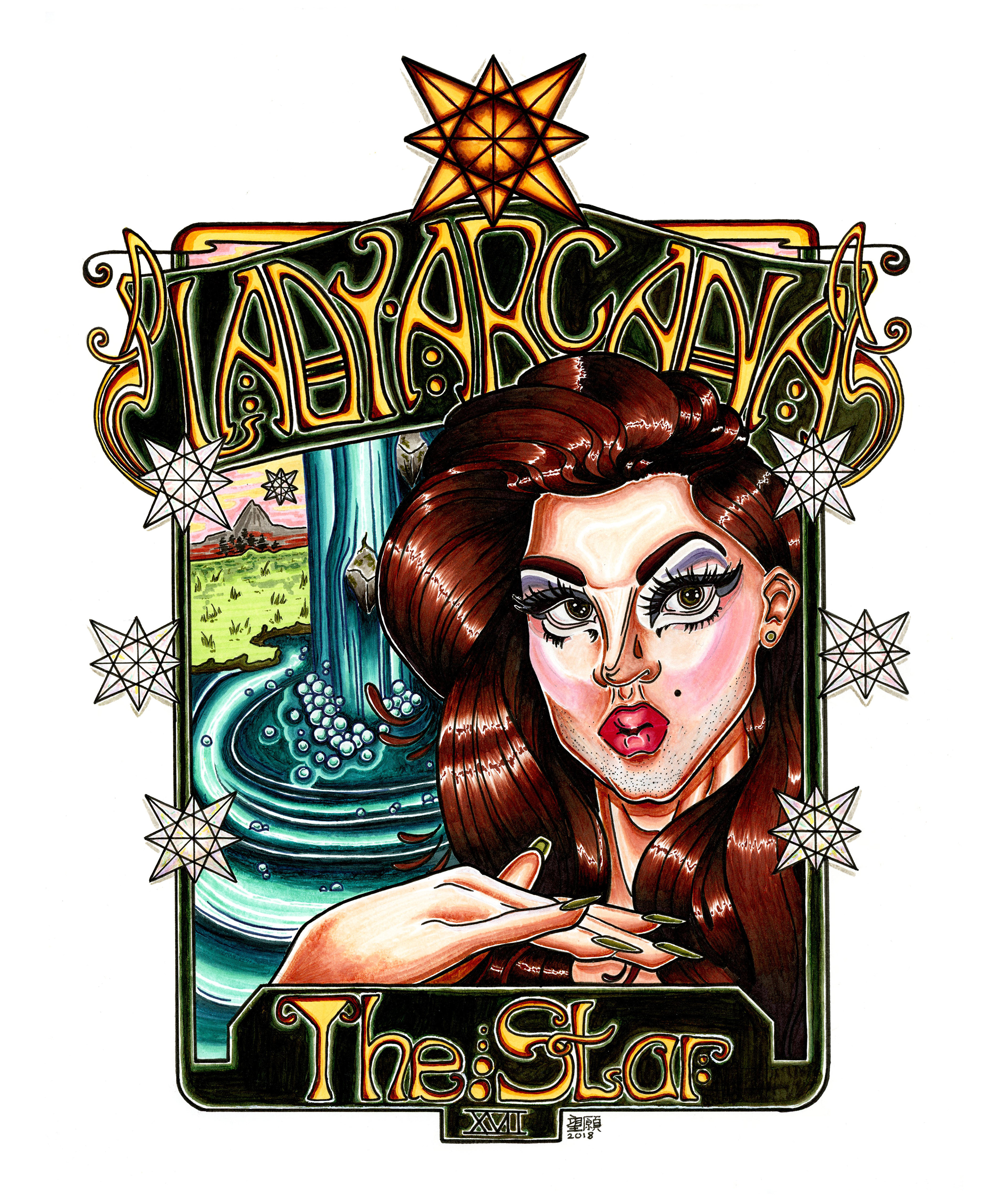 Lady Arcana Drag Queen Commission - Copic Marker on Paper - 2018