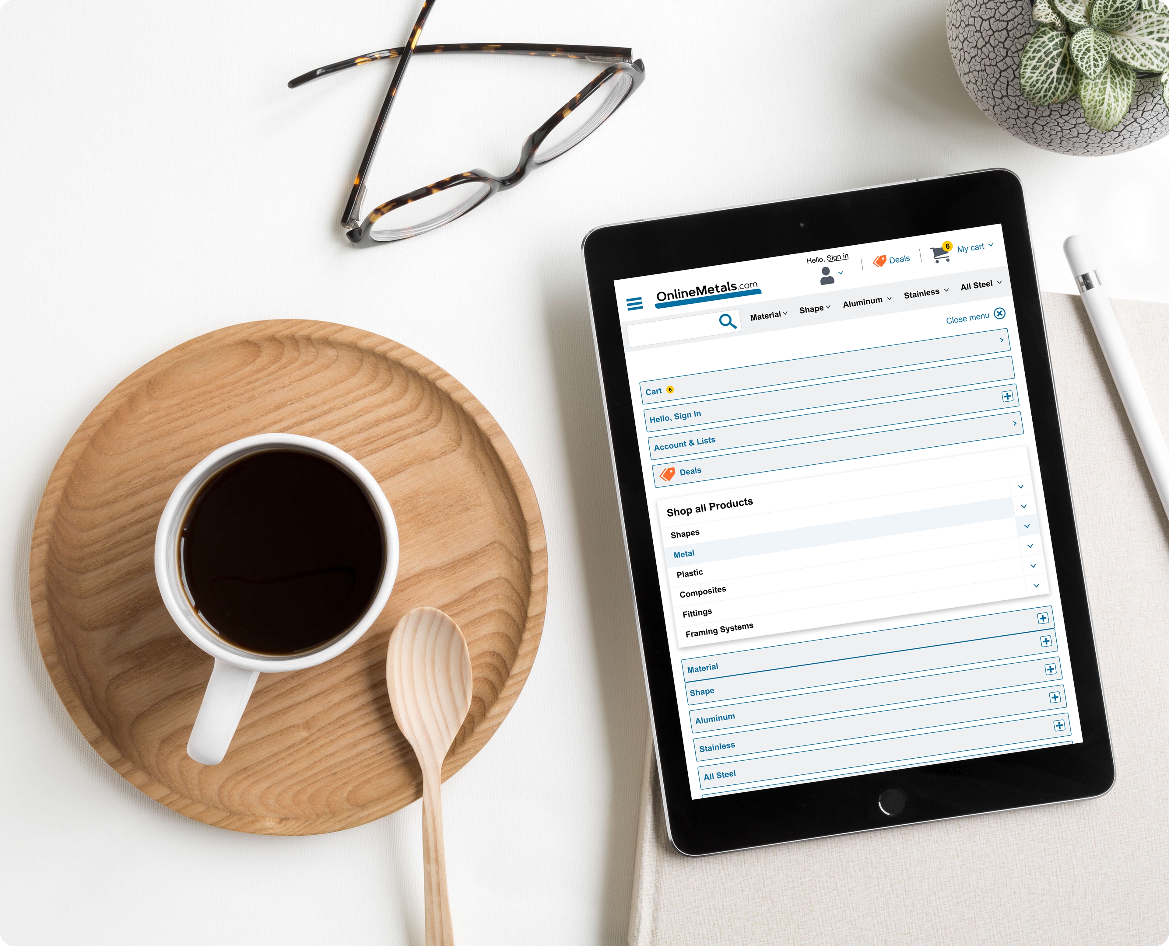 Tablet Responsive Mockup - Hamburger Menu open