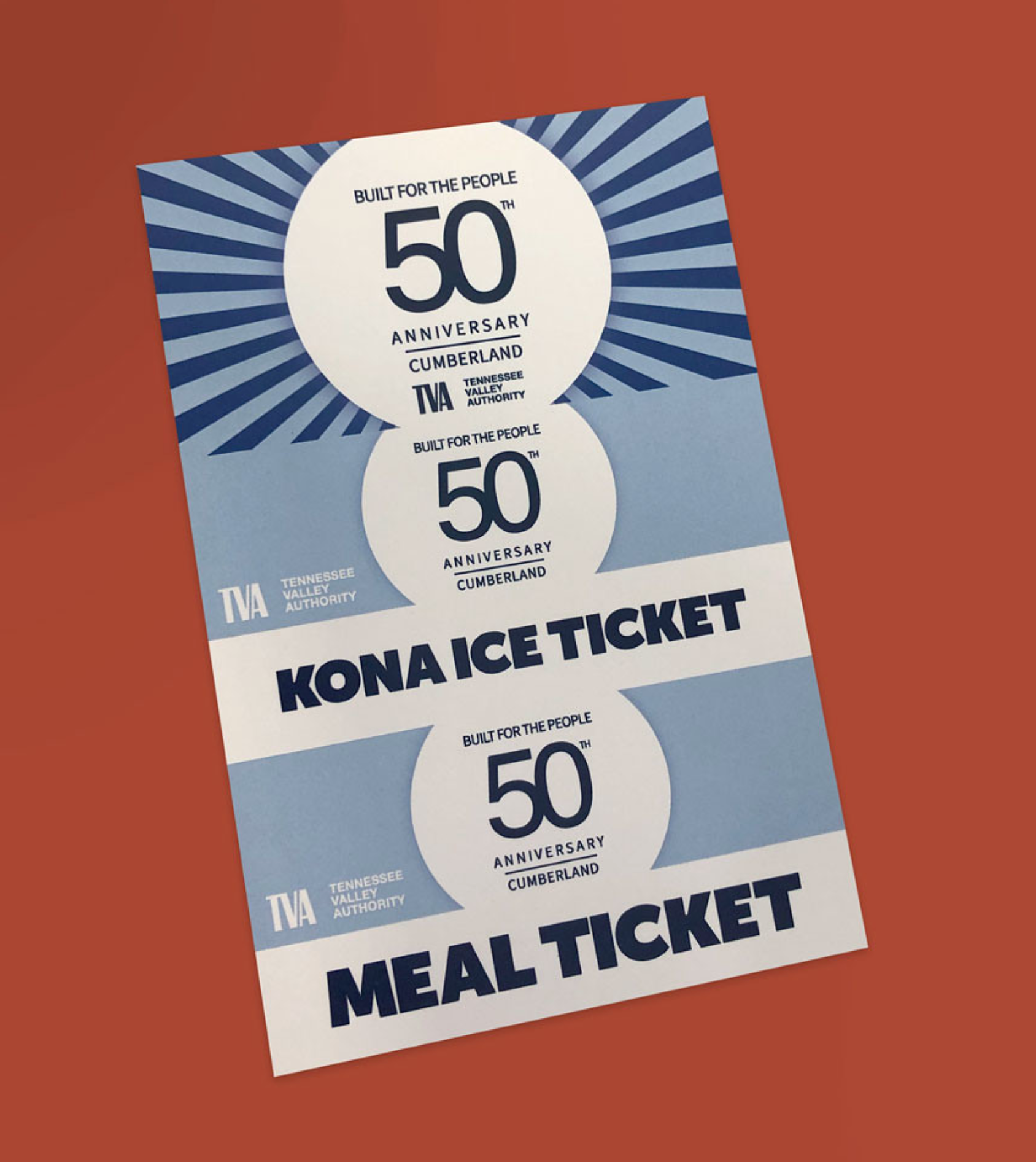 Ticket design that had three parts to be removed via perf