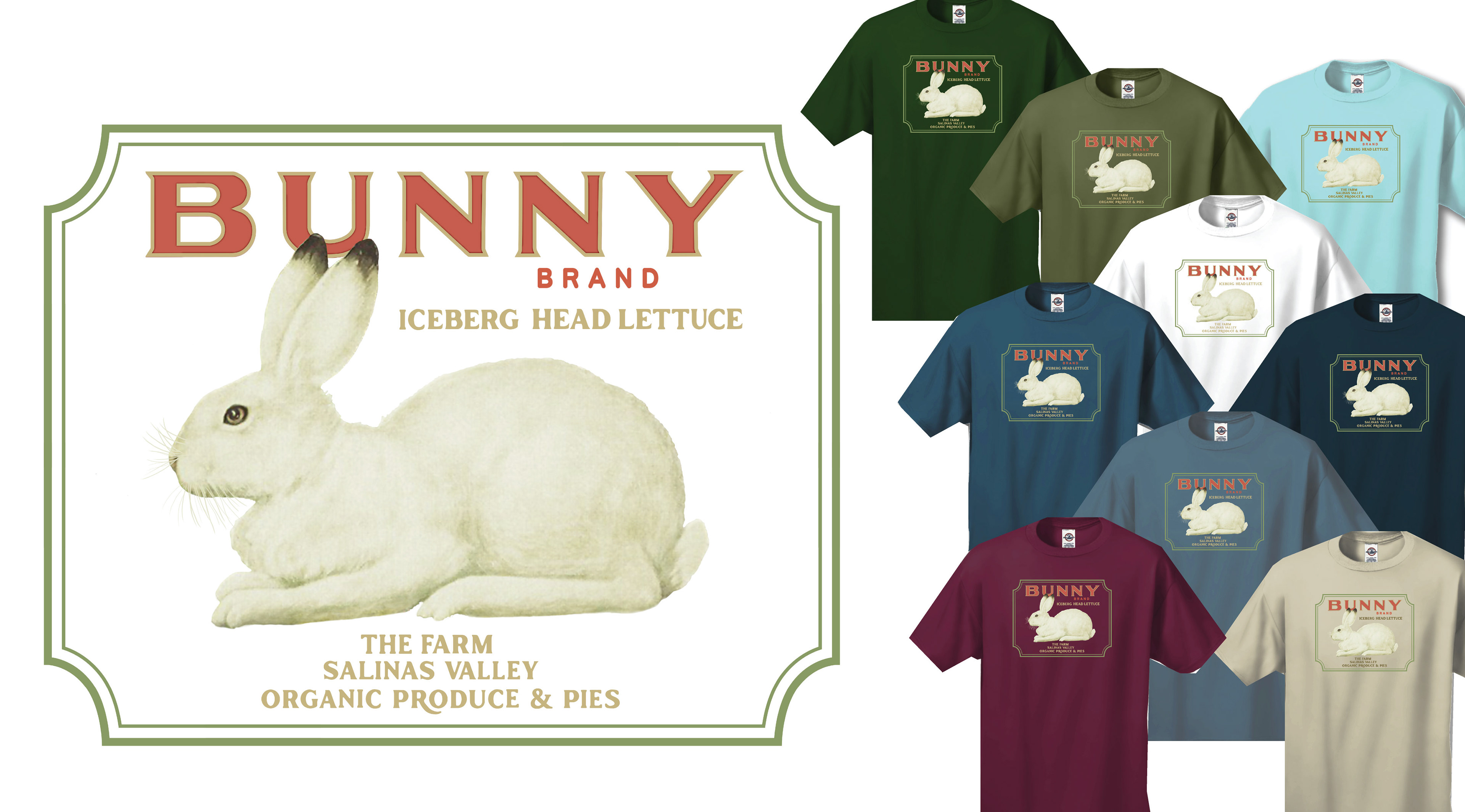 Bunny Lettuce Logo on Various Shirts