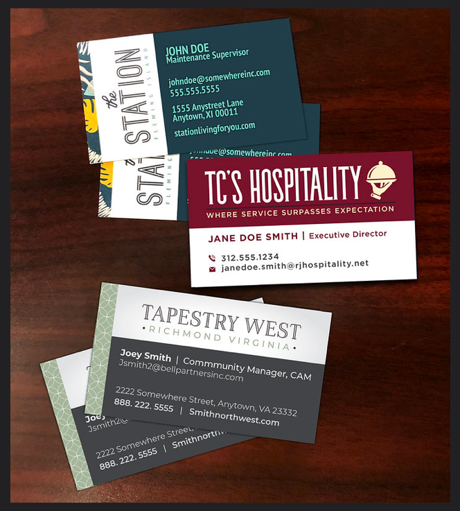 Various Business Cards designed for recent clients