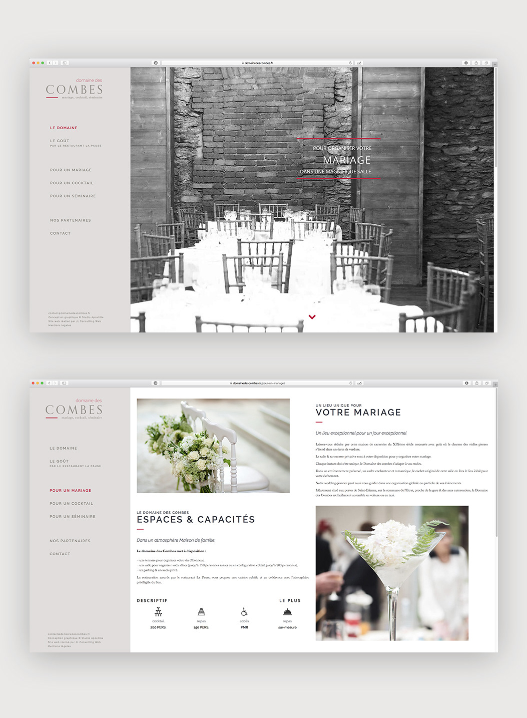 site internet domaine des combes © studio Apostille