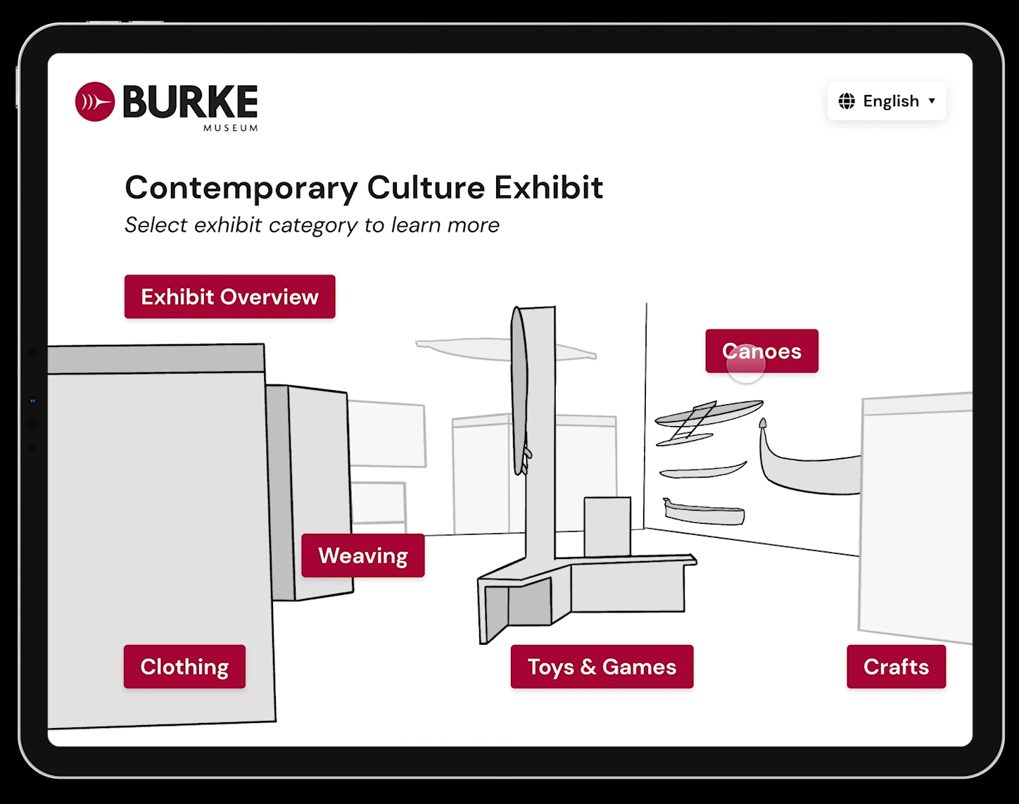 New home screen maps to user's view of the exhibit