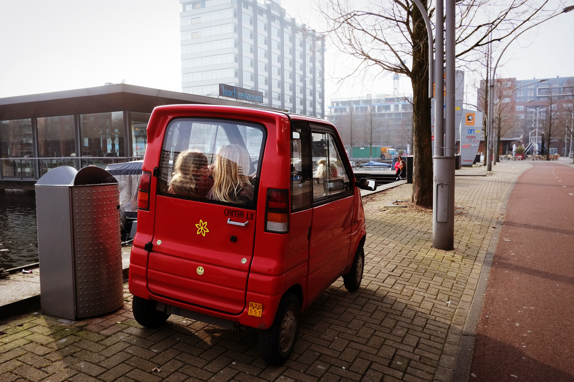 Two Girls In A Tiny Car, Amsterdam