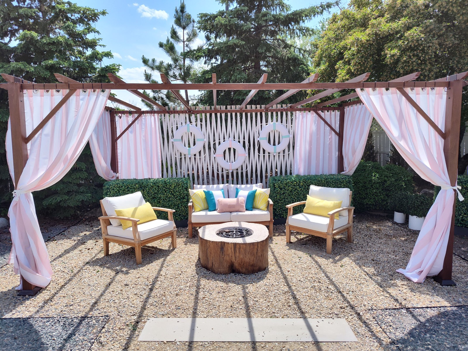 Outdoor cabana set designed for models during fashion or jewelry hours at ShopHQ.