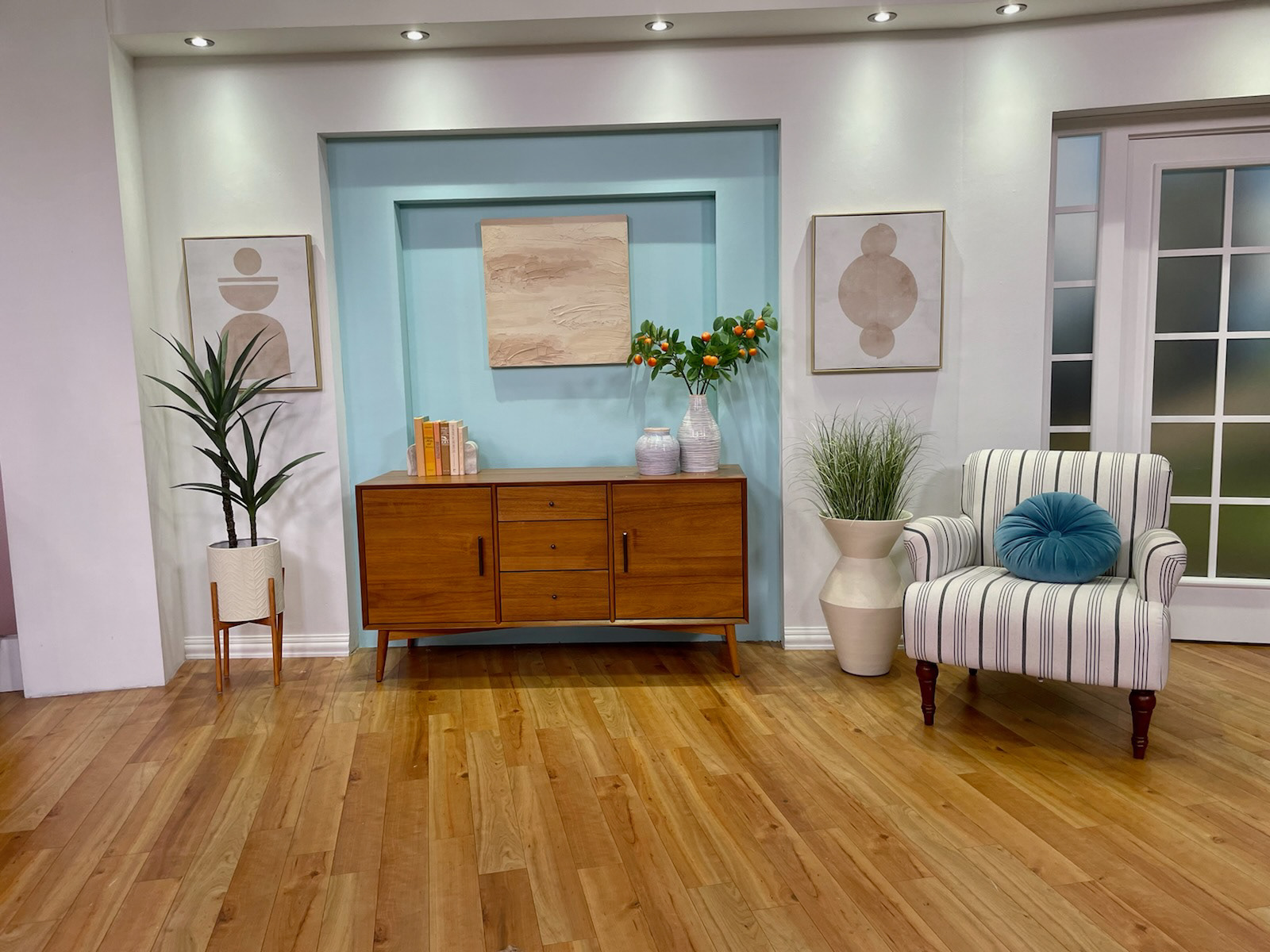 I created this set design at ShopHQ to support multiple categories of product being sold on live television, including fitness and home decor.
