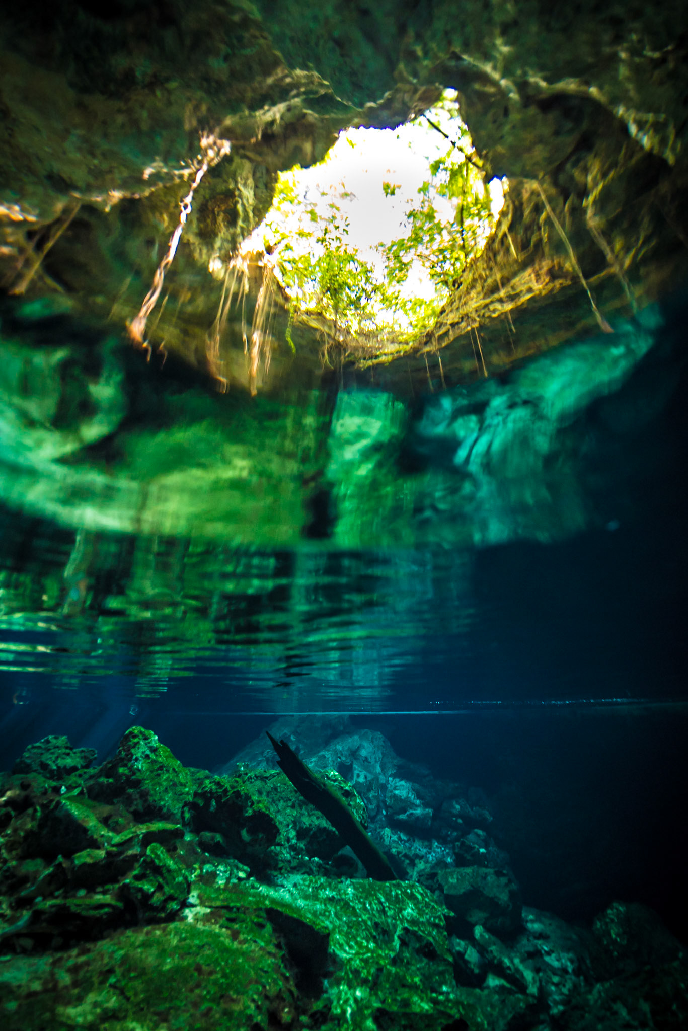 Diving in cenote Taj Mahal