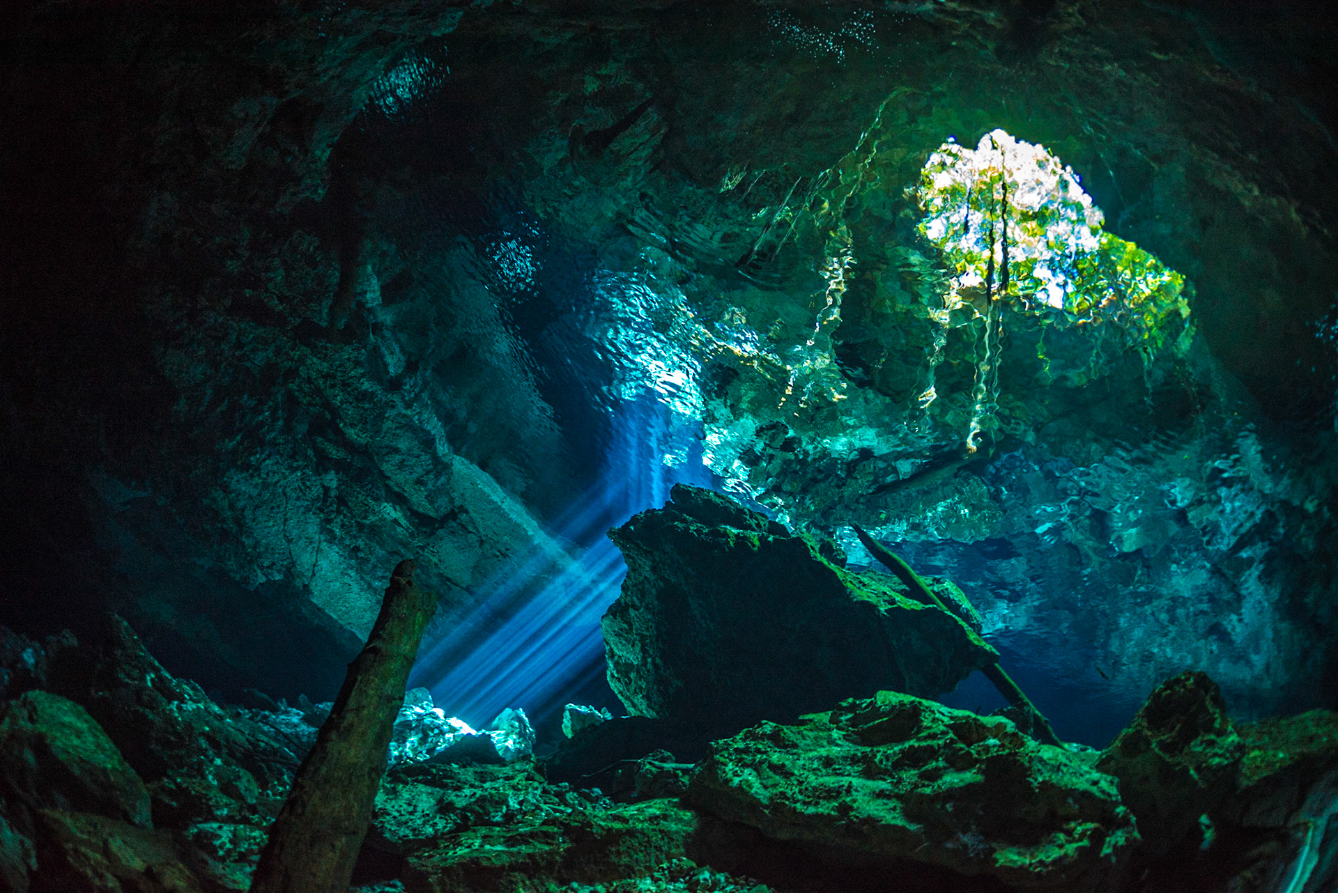 Diving in cenote Taj Mahal