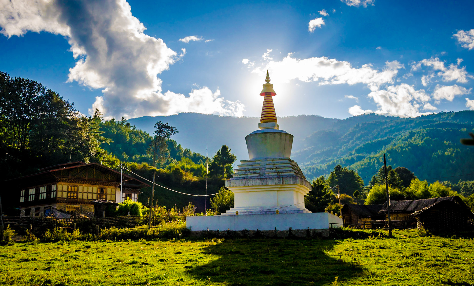 Stupa near Ura town, Bhumtang region in Bhutan