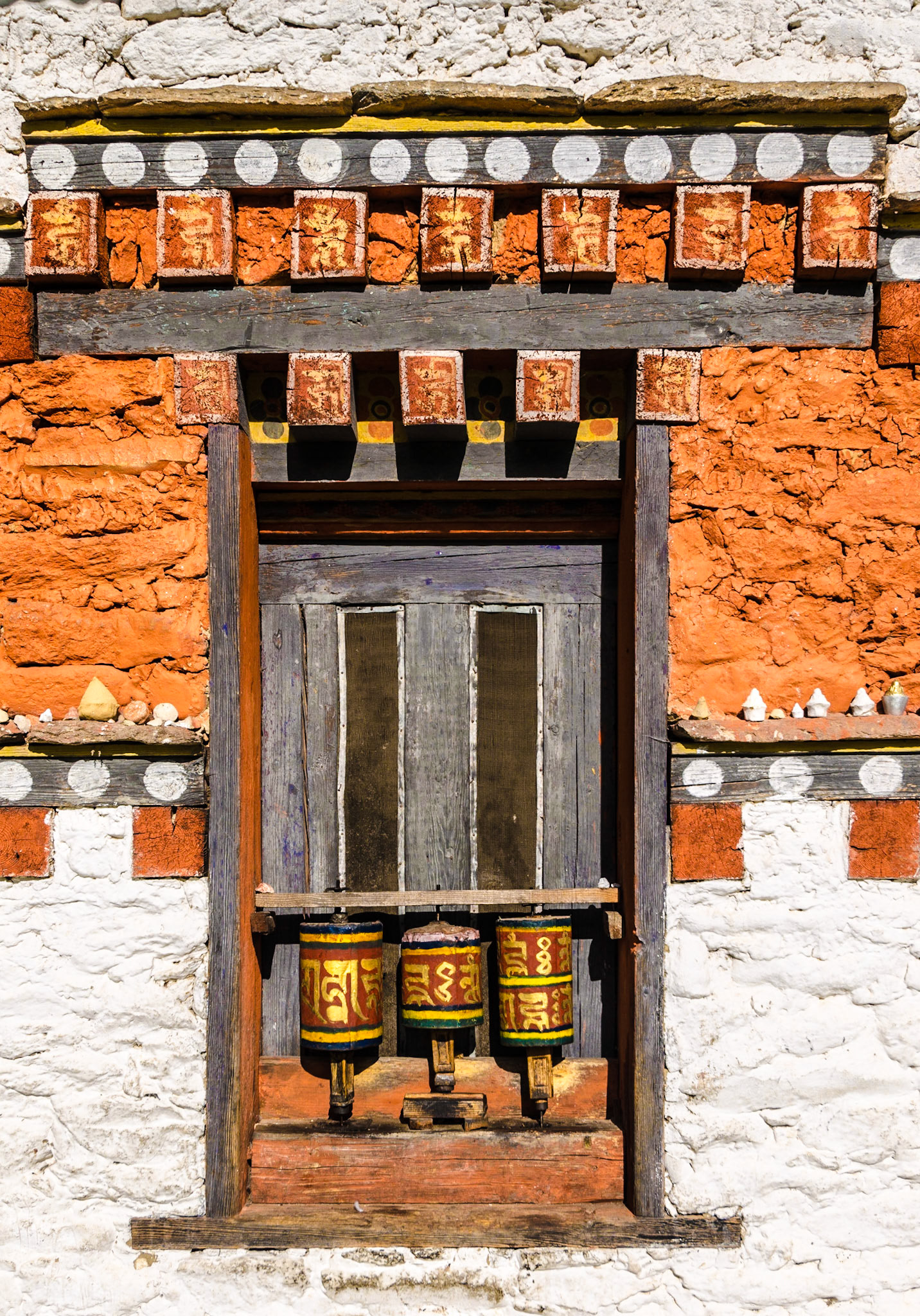 Prayer wheels at Jamba Lhakhang temple, Bhutan