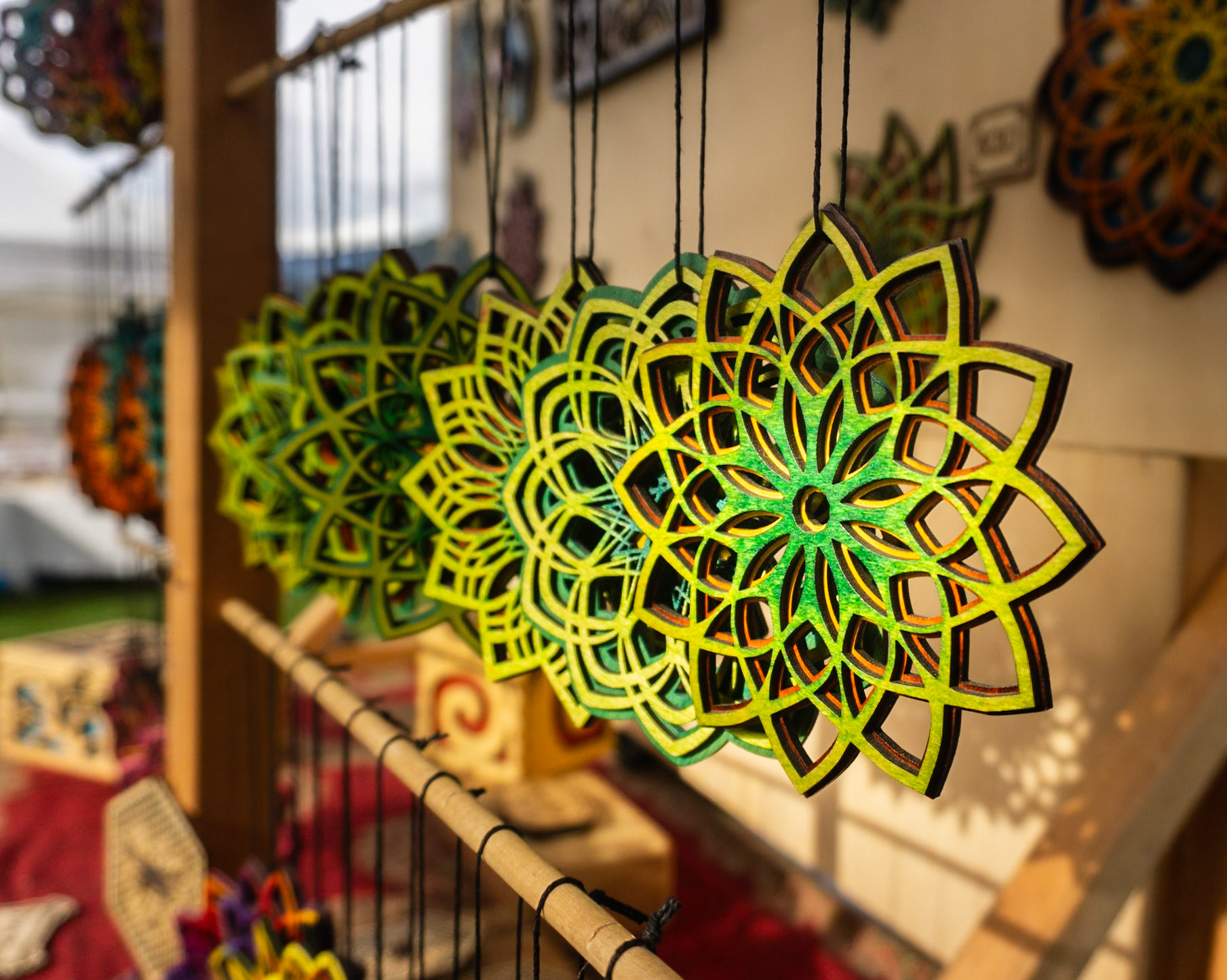 Green Laser Cut Hand Painted Ornaments