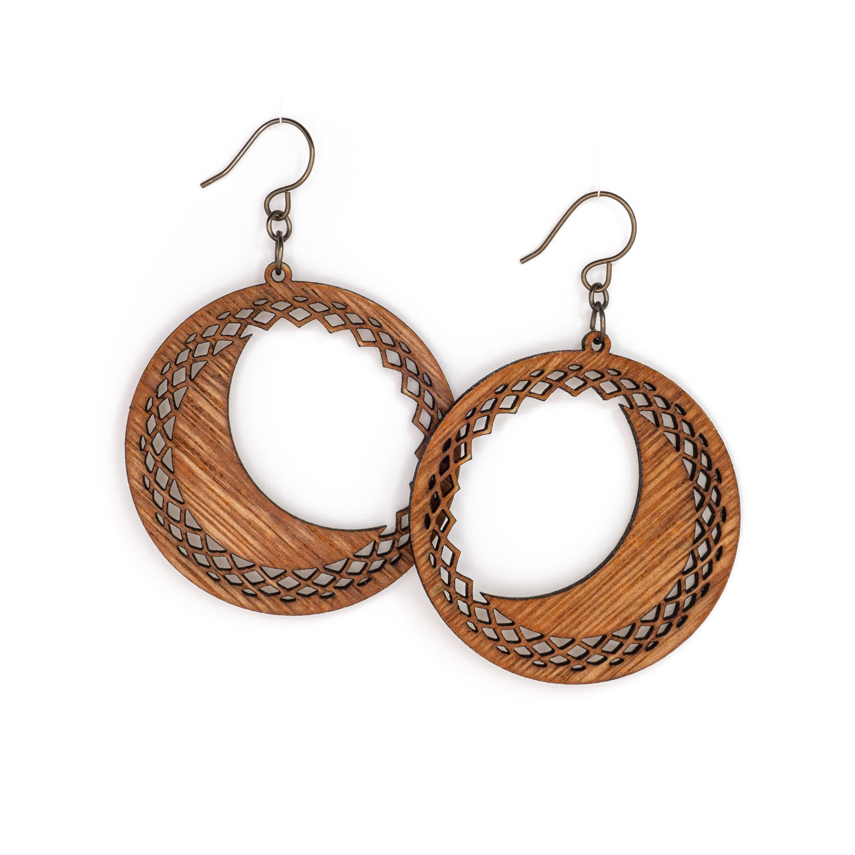 Laser cut mahogany earrings