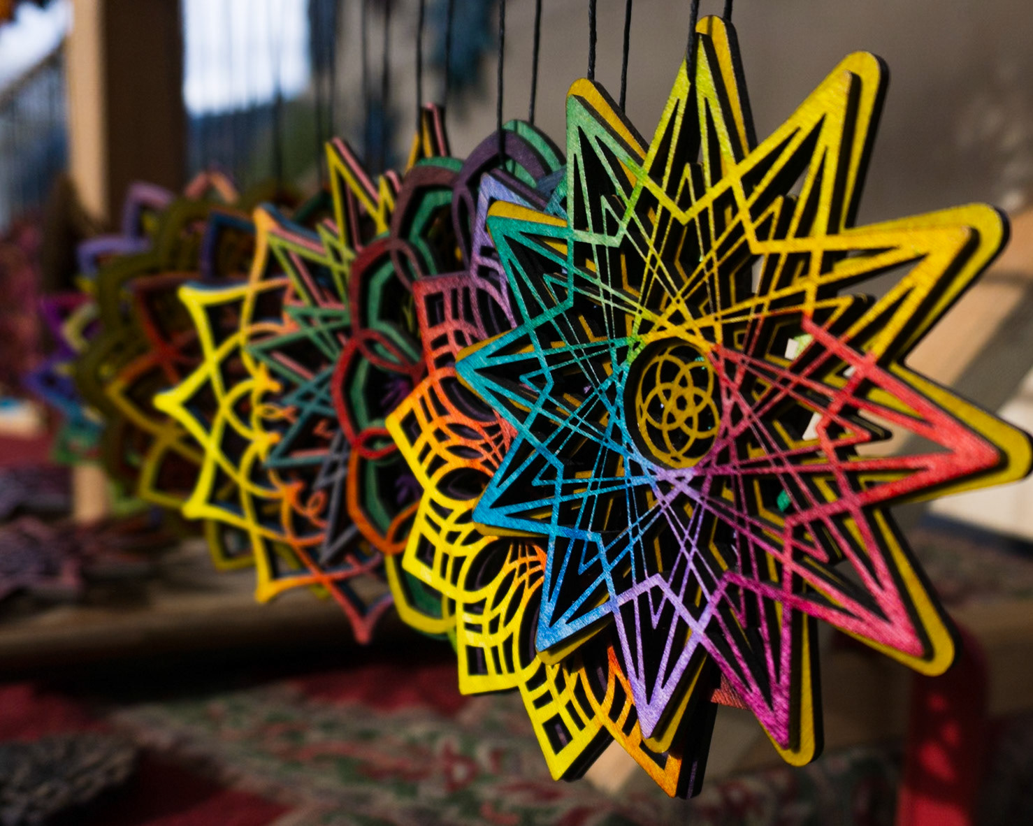 Rainbow laser Cut Hand Painted Ornaments