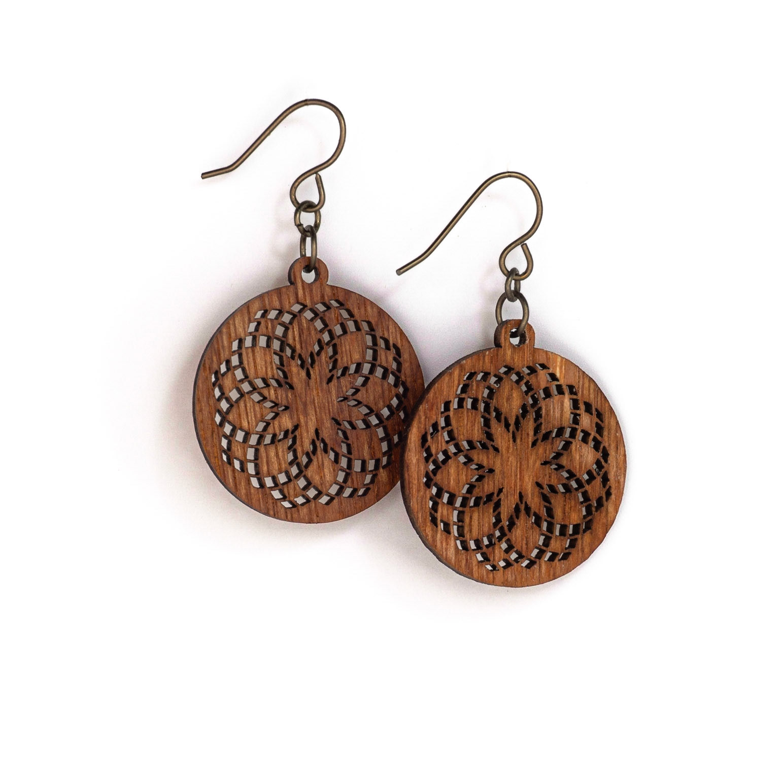 Laser cut mahogany earrings