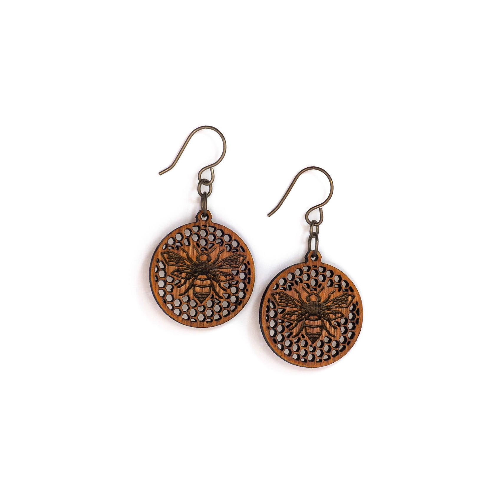 Laser cut mahogany earrings