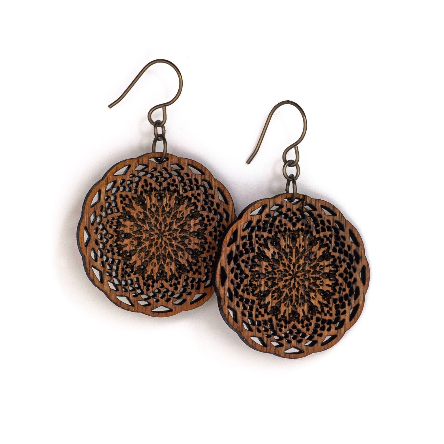 Laser cut mahogany earrings
