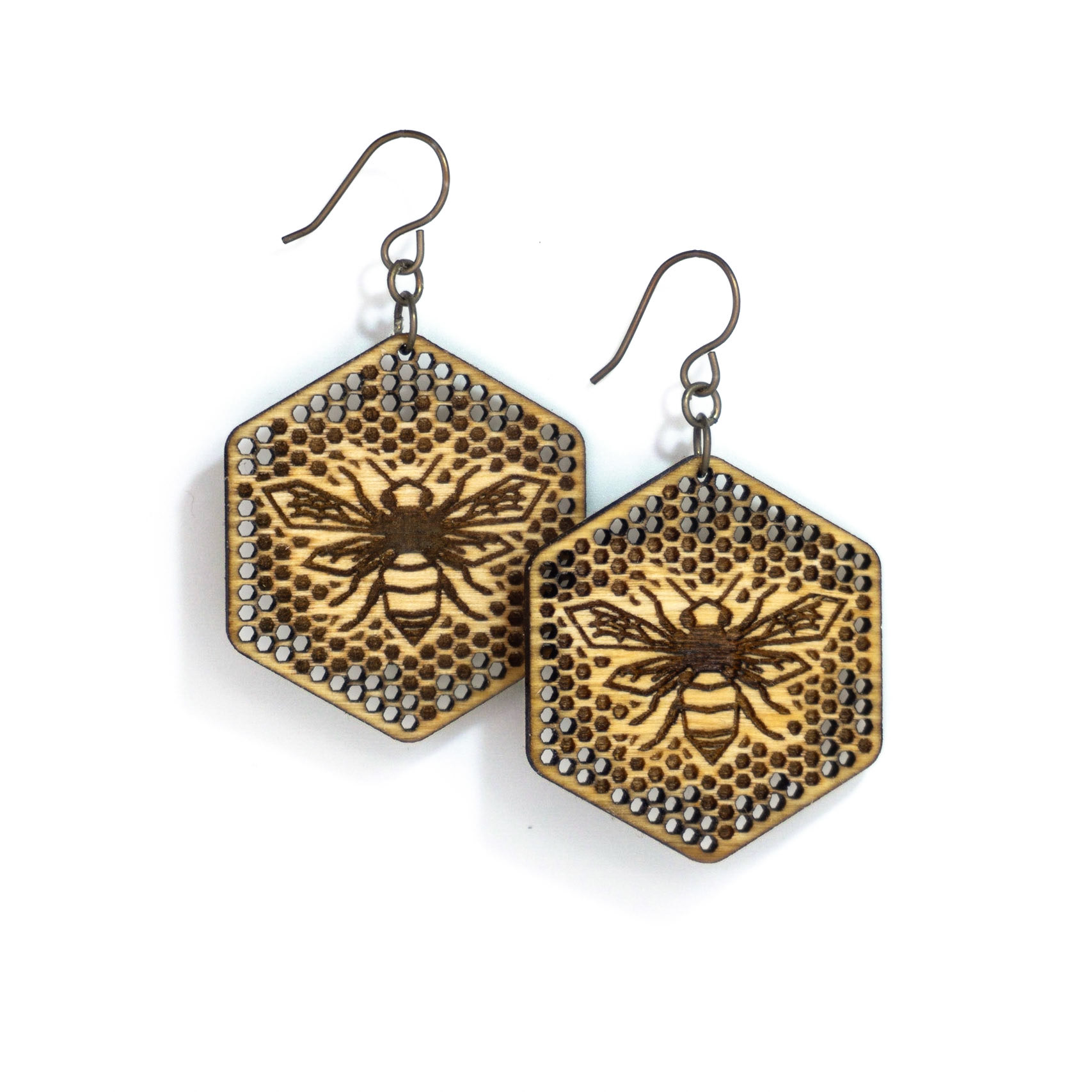 Laser cut birch earrings