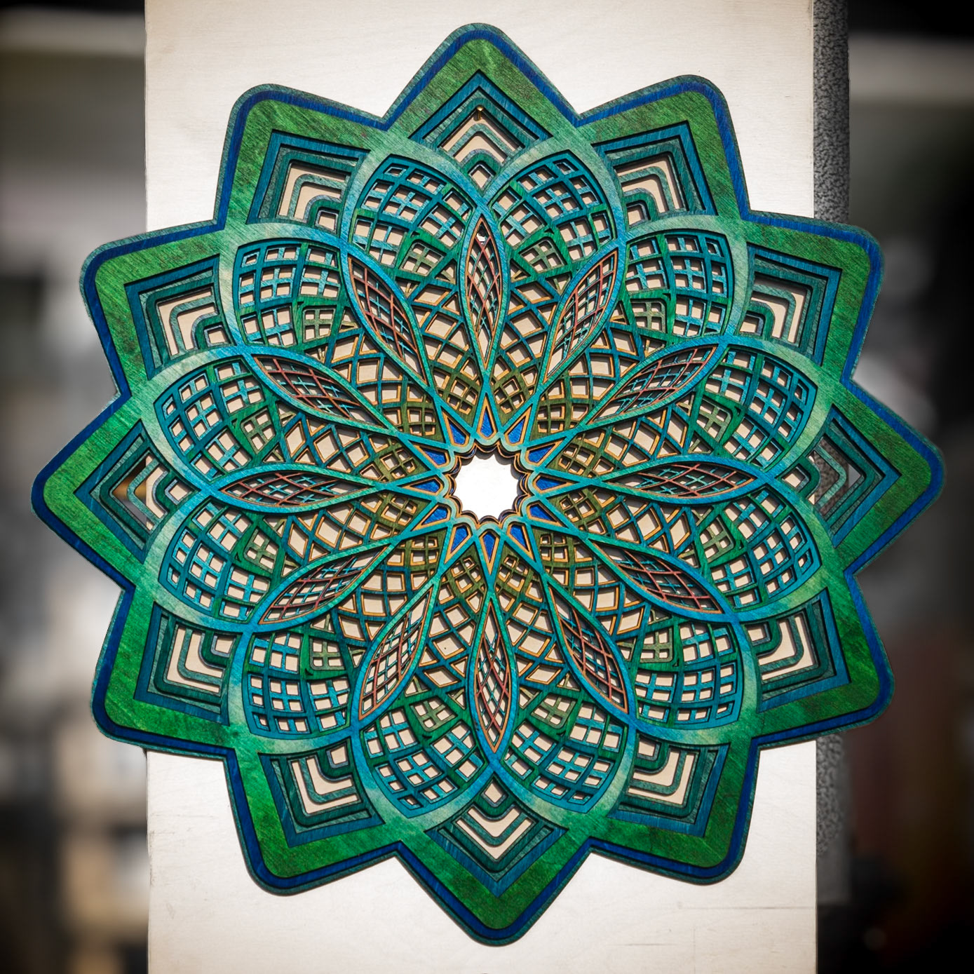 Exploading Leaf - Large Green and blue