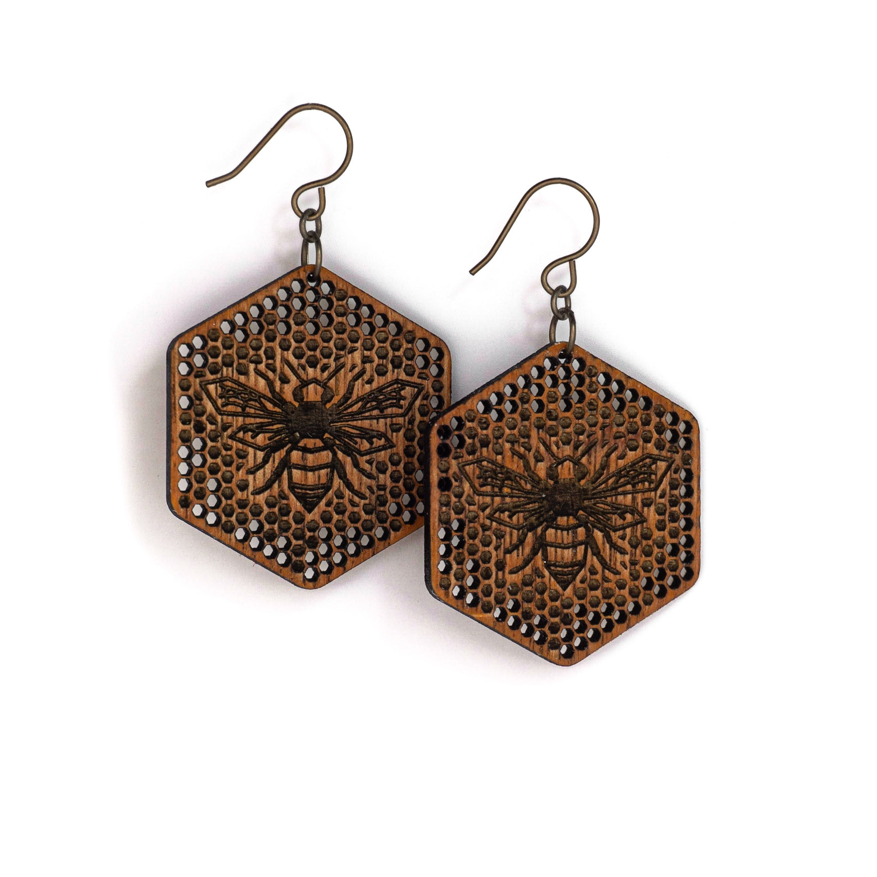 Laser cut mahogany earrings