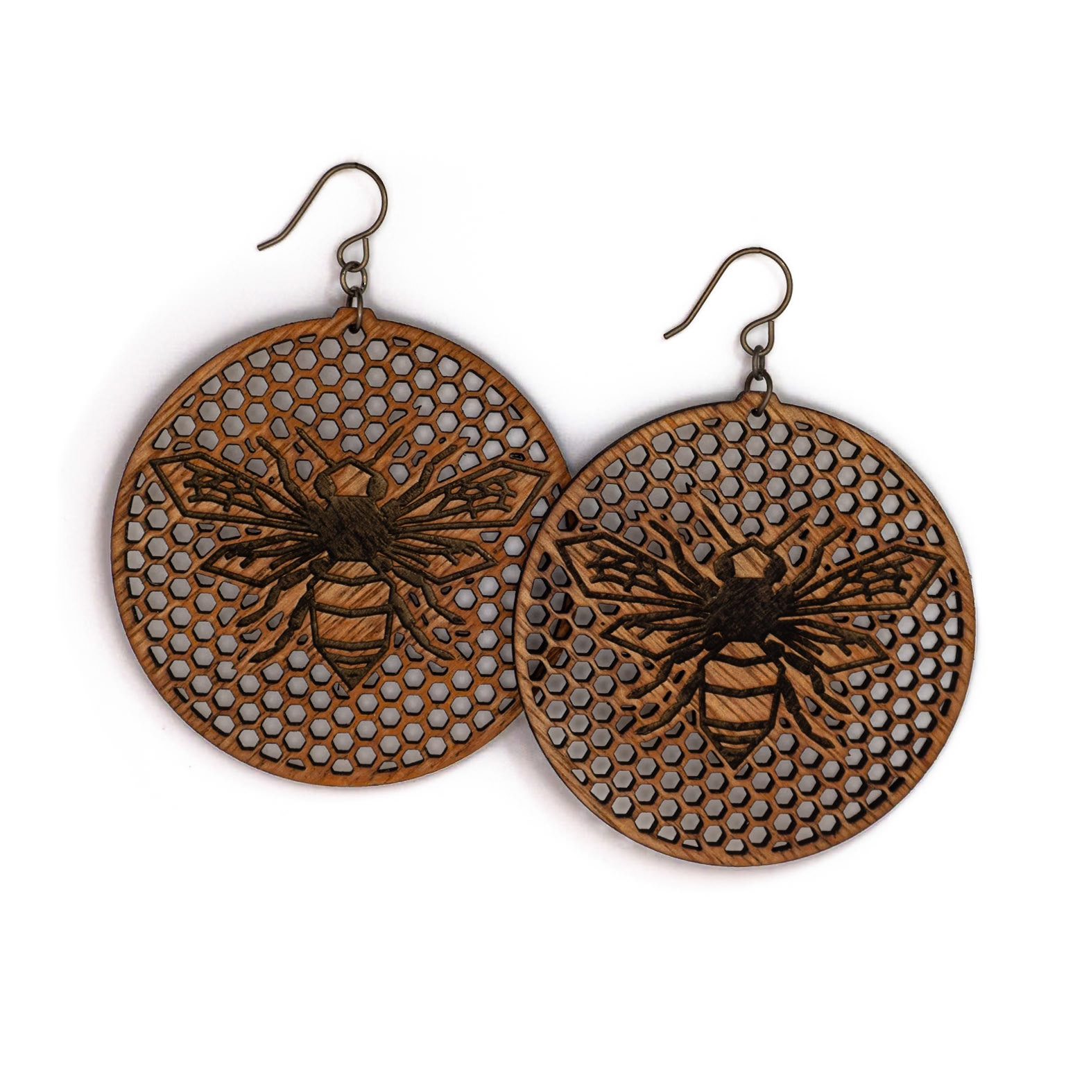 Laser cut mahogany earrings