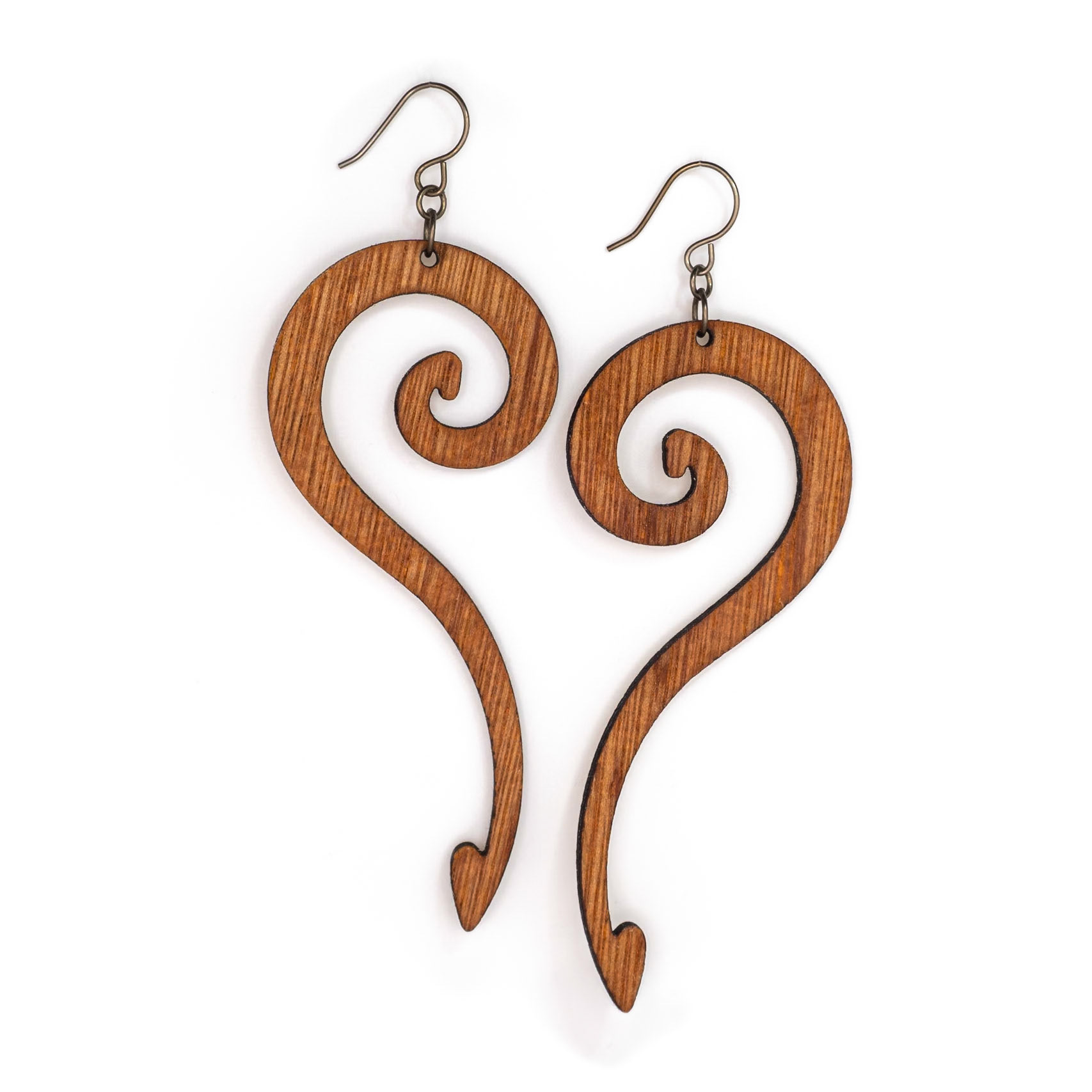 Laser cut mahogany earrings