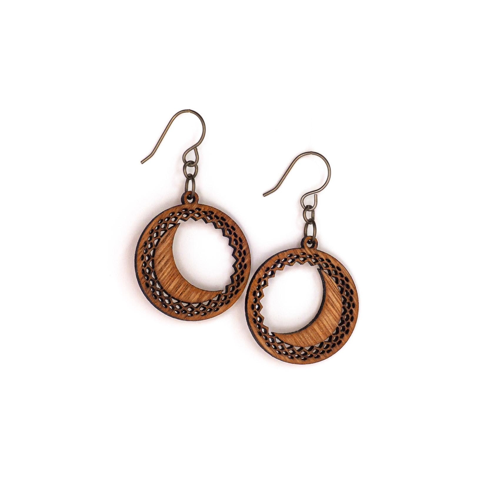 Laser cut mahogany earrings