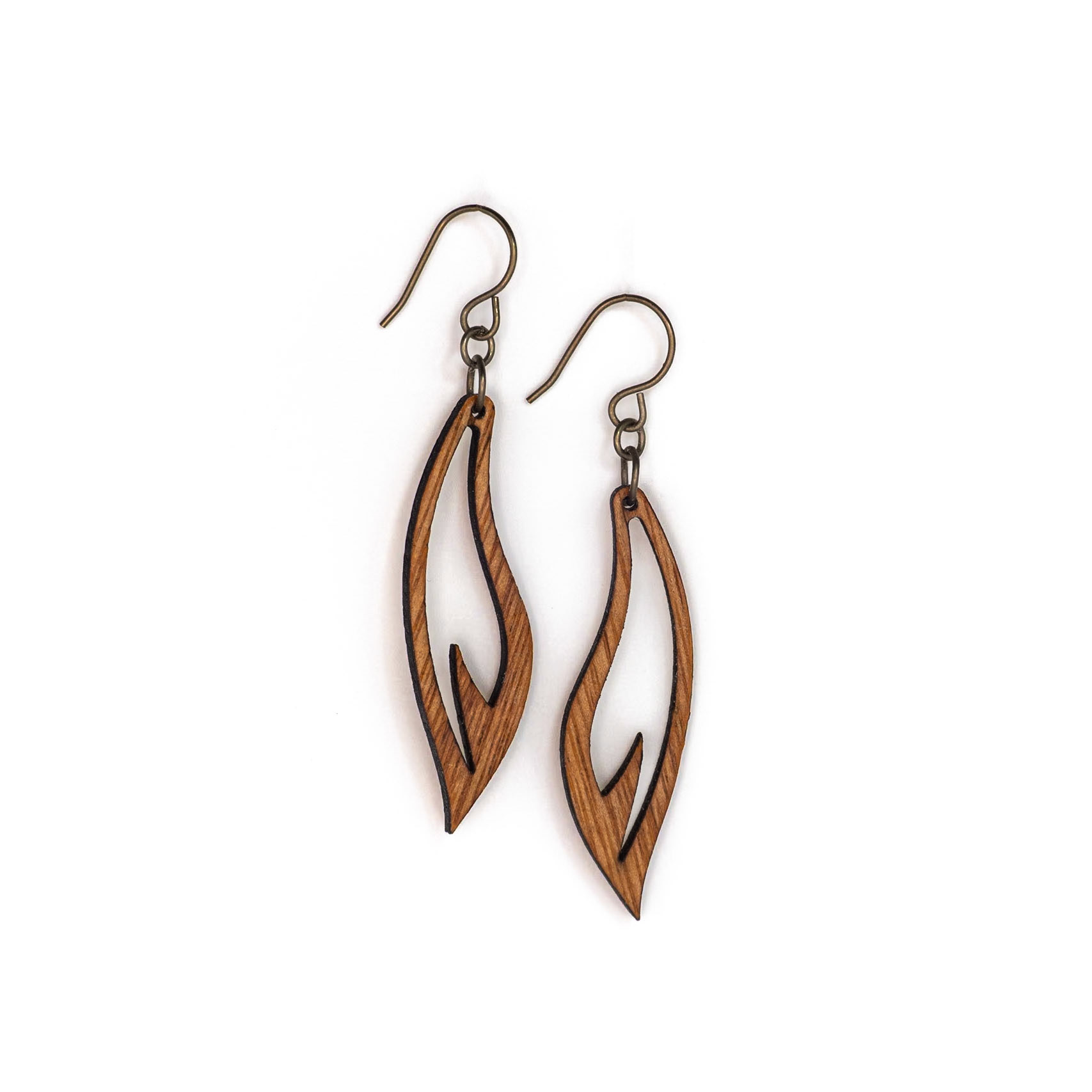 Laser cut mahogany earrings