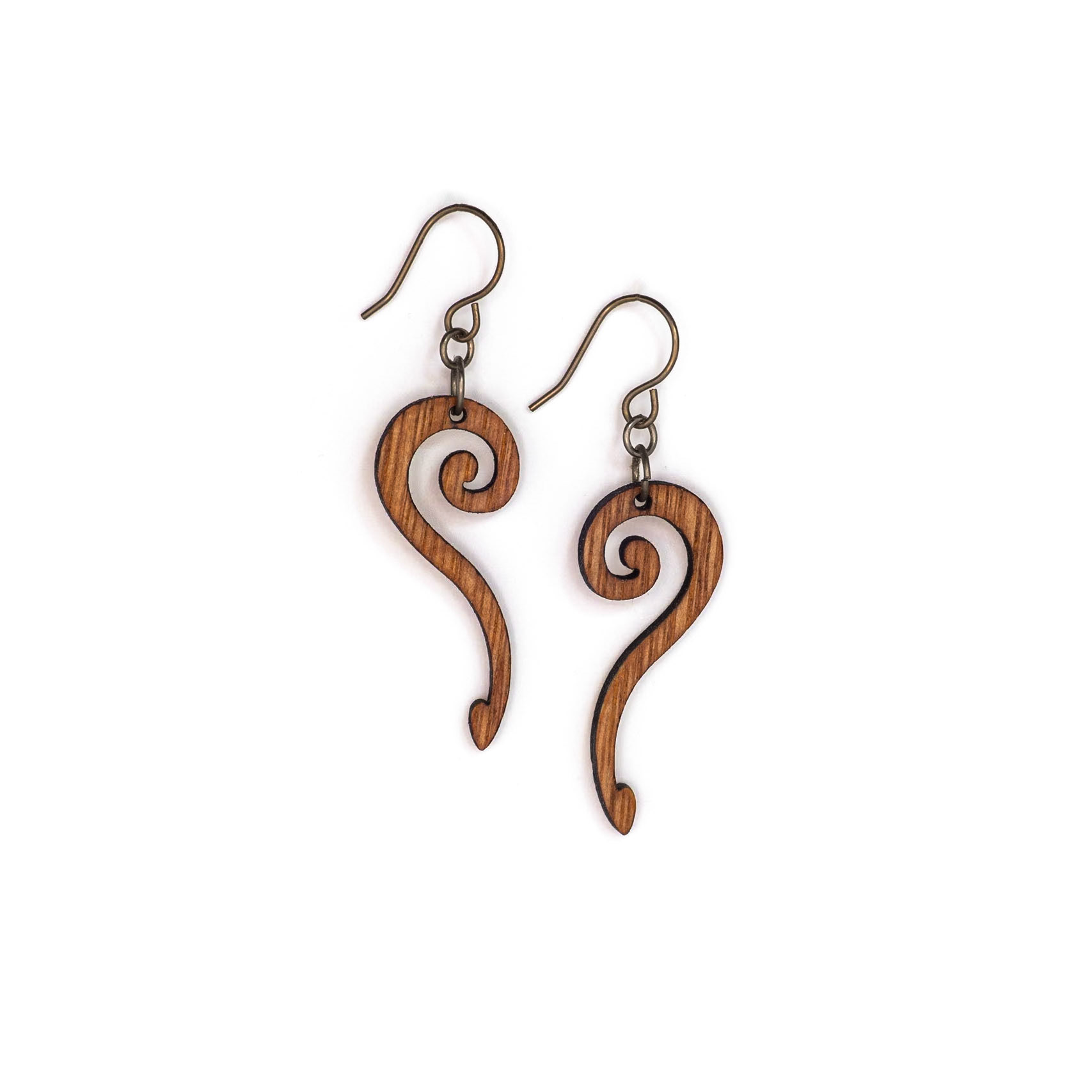 Laser cut mahogany earrings