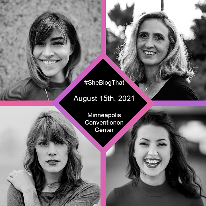A square poster, showing 4 speakers and the brief details in the center.