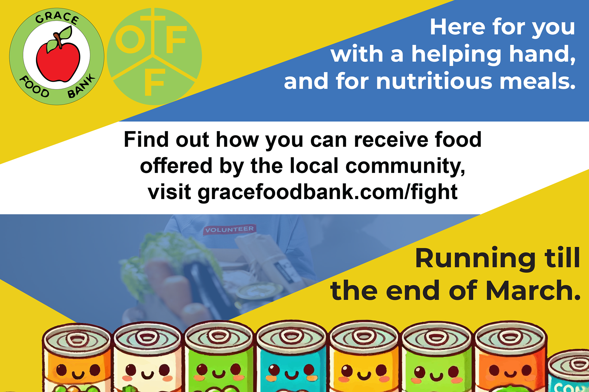 An example of the postcards that would be sent. Again with the cans, and also keeping the person holding the food.