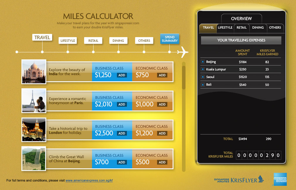 UI design - Krisflyer AMEX