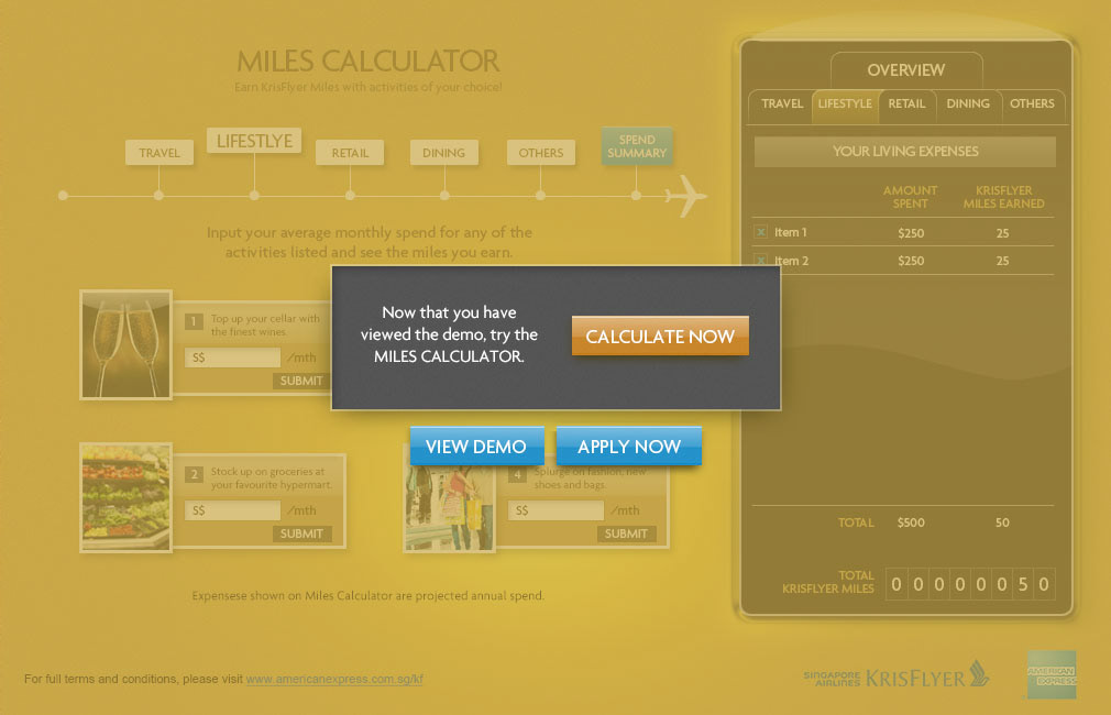 UI design - Krisflyer AMEX