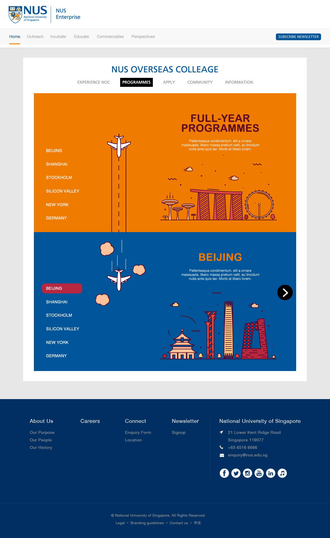 website design for National University of Singapore