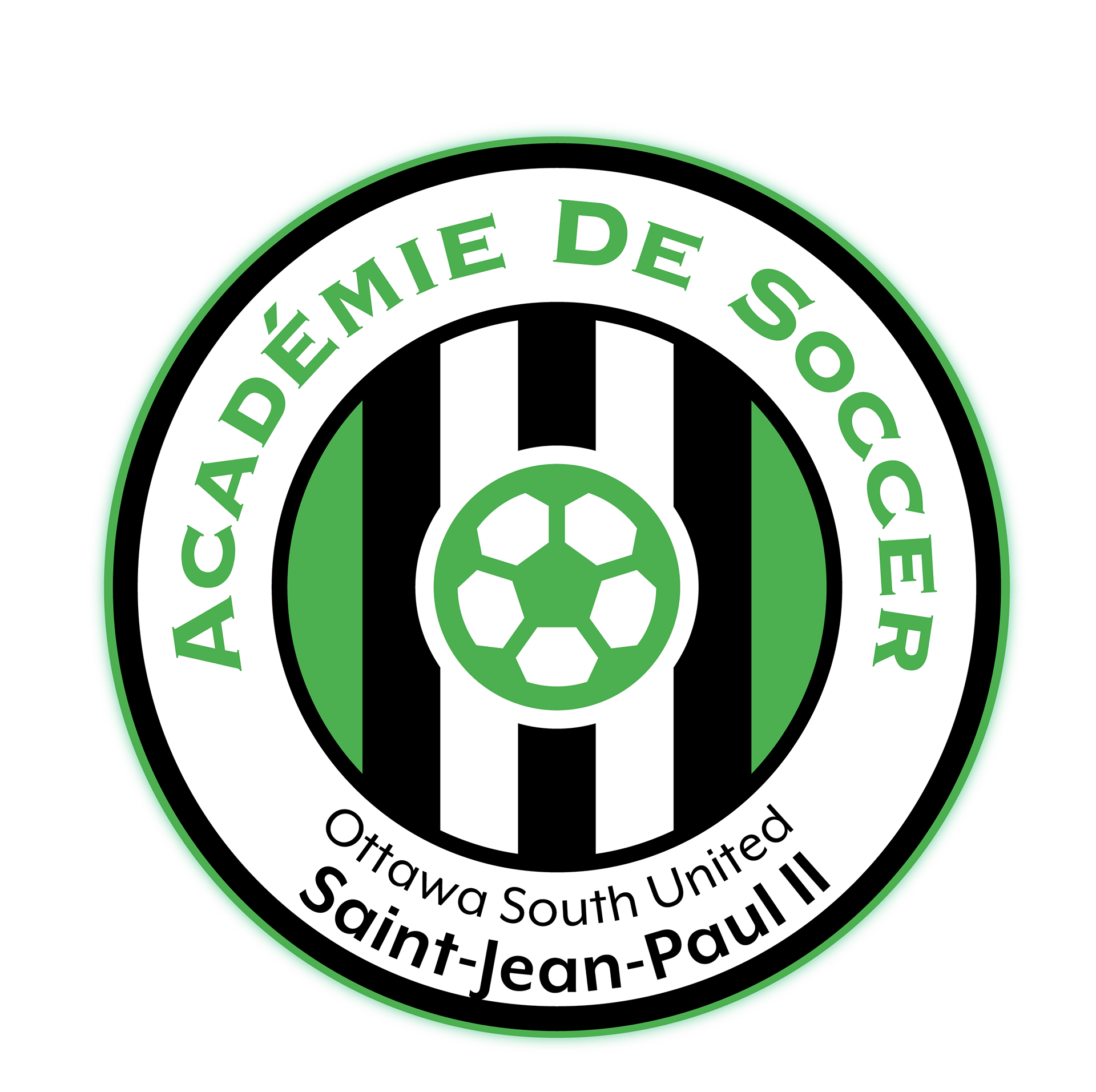 Saint Jean-Paul II variant of 'Academie De Soccer' logo