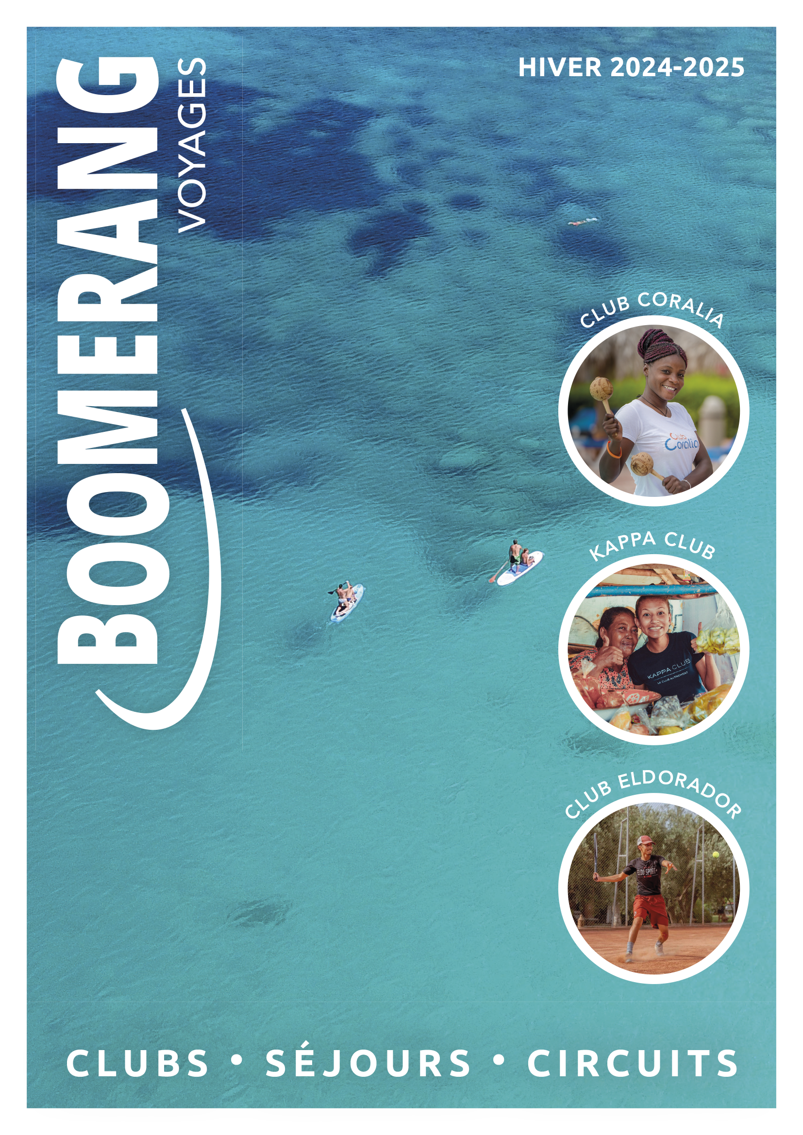 Réalisation de la couverture de la brochure hiver 2024-2025 de Boomerang Voyages. Ce support met en avant l’offre globale du tour-opérateur avec ses clubs de vacances (Coralia, Kappa Club, Eldorador), ses séjours et ses circuits.