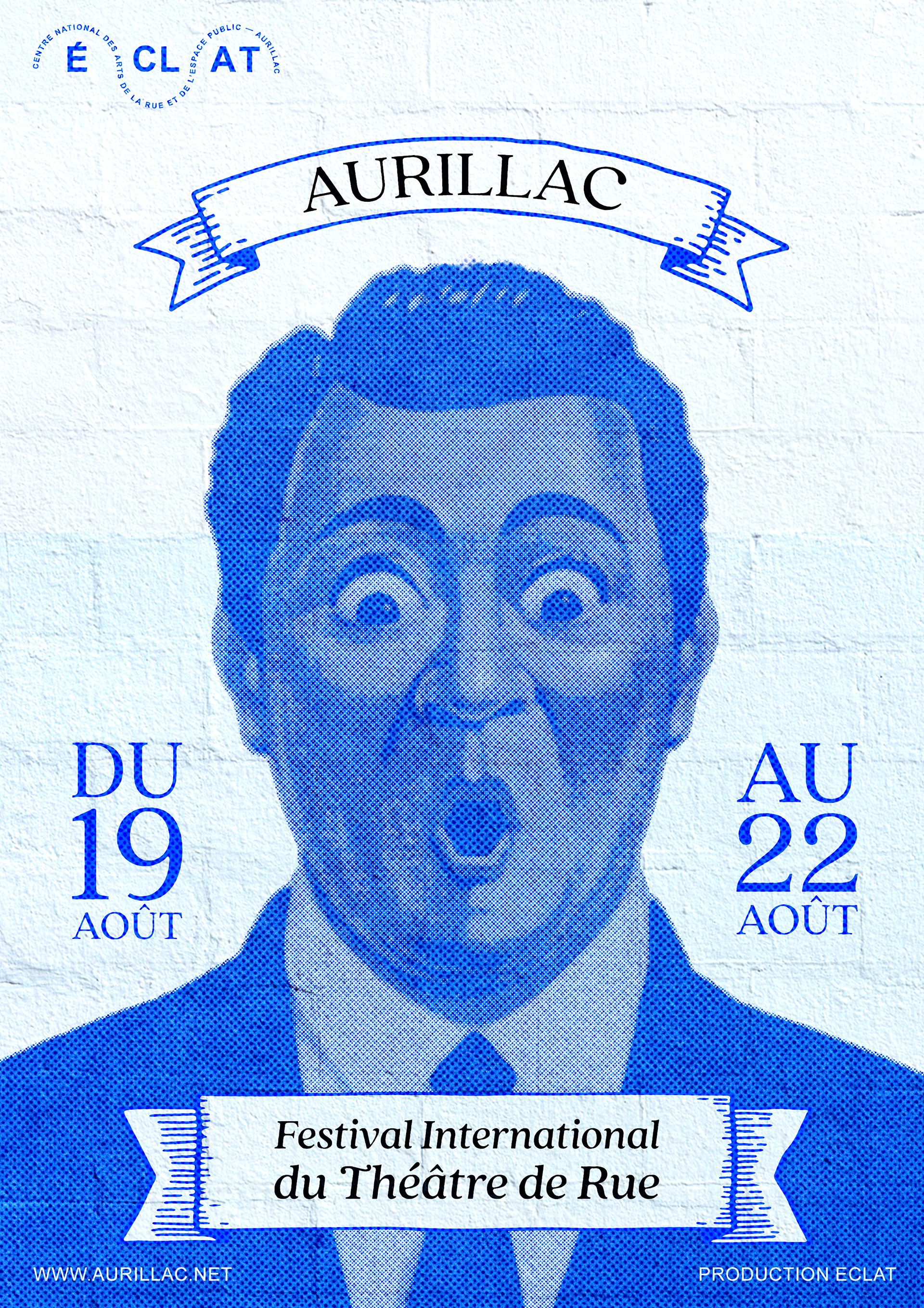 #Jour1 #Aurillac Affiche pour le Festival International du Théâtre de Rue d’Aurillac, qui transforme chaque année la ville en scène à ciel ouvert.
