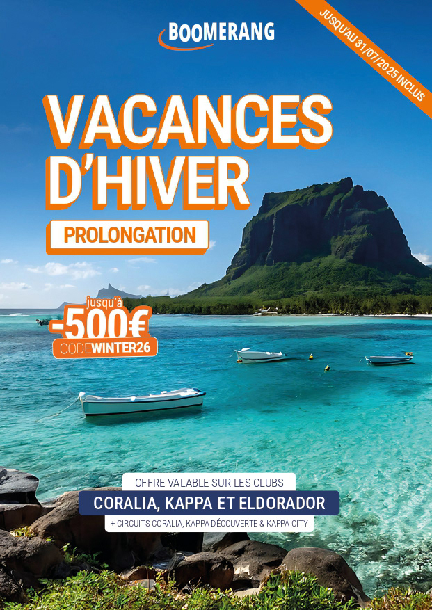 Réalisation d’une affiche pour la campagne “Vacances d’hiver – Prolongation”, mettant en avant une remise exceptionnelle jusqu’à 500 € sur les clubs de vacances Coralia, Kappa et Eldorador.