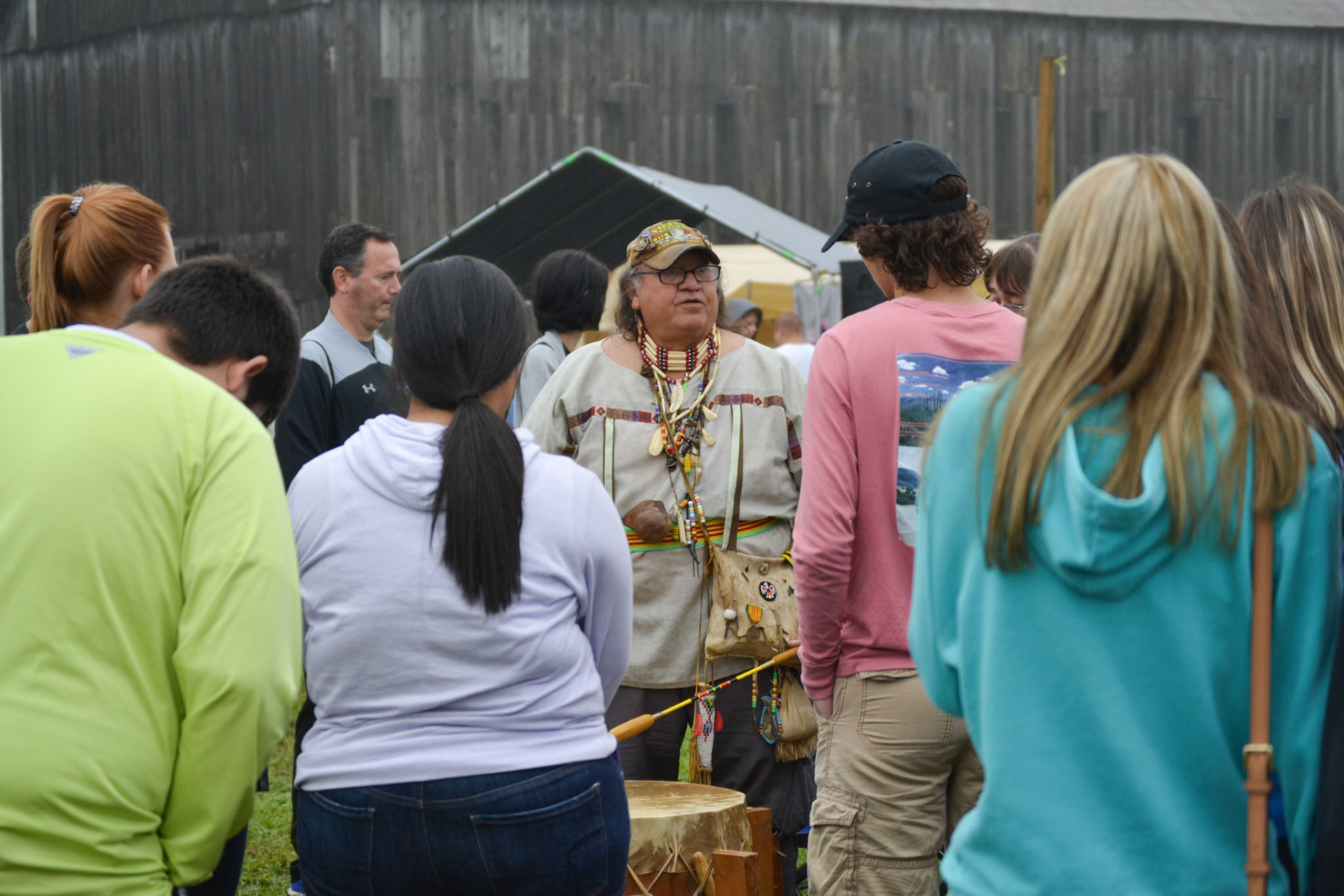 Arizona teaches students how to use the heart drum.