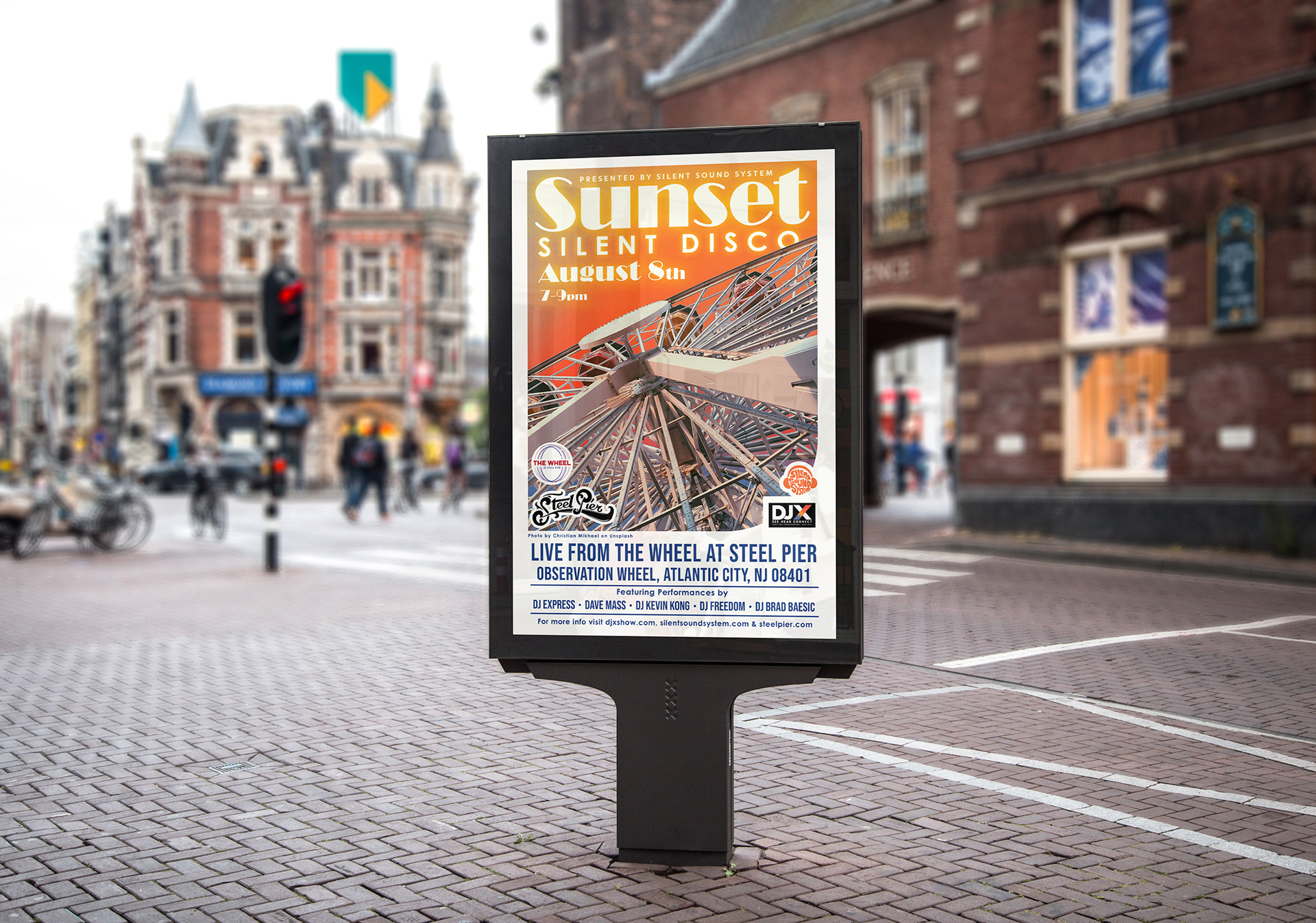 SSS Sunset Silent Disco Poster Mockup