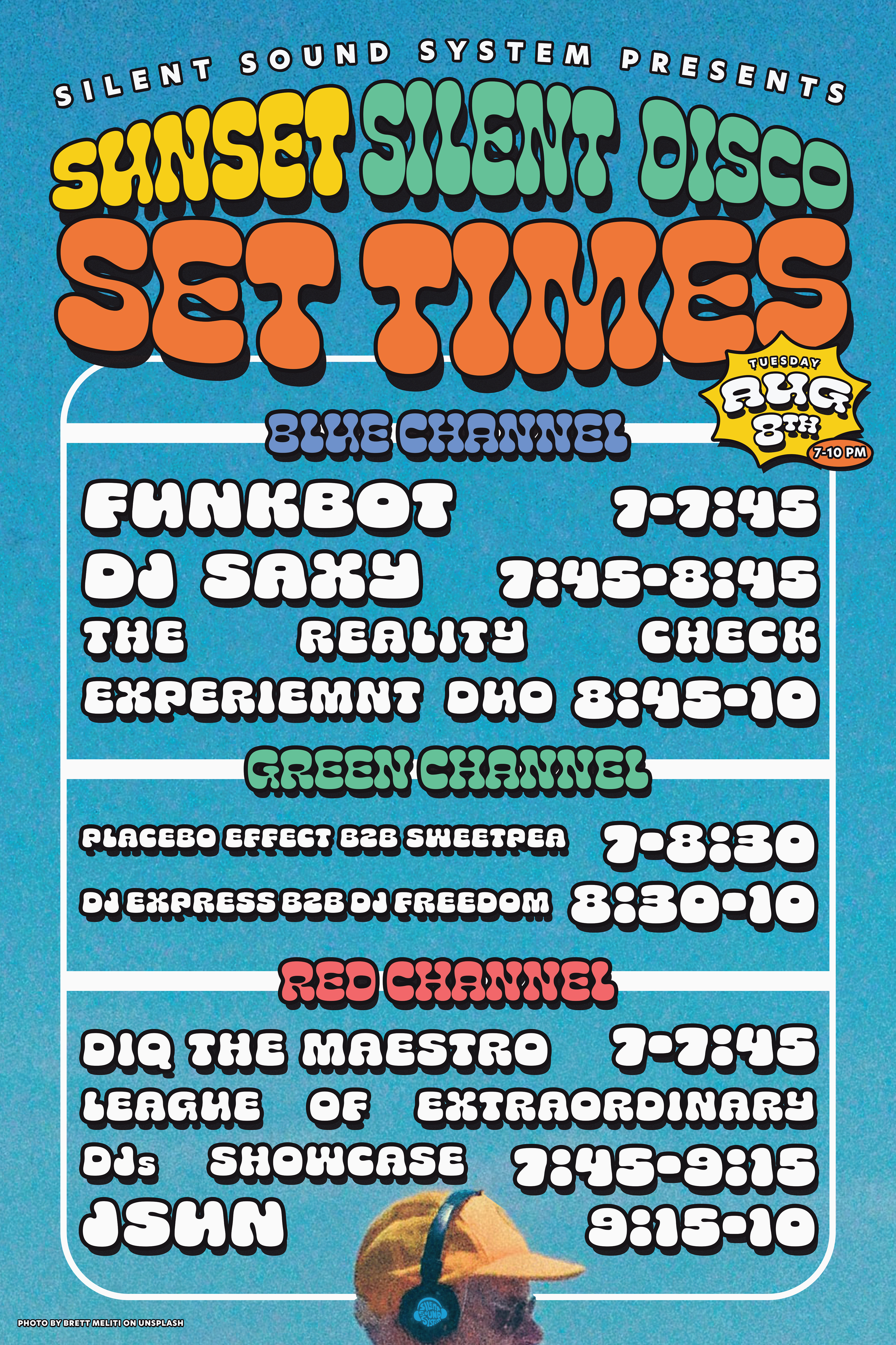 Sunset Silent Disco 2023 Set Time Poster