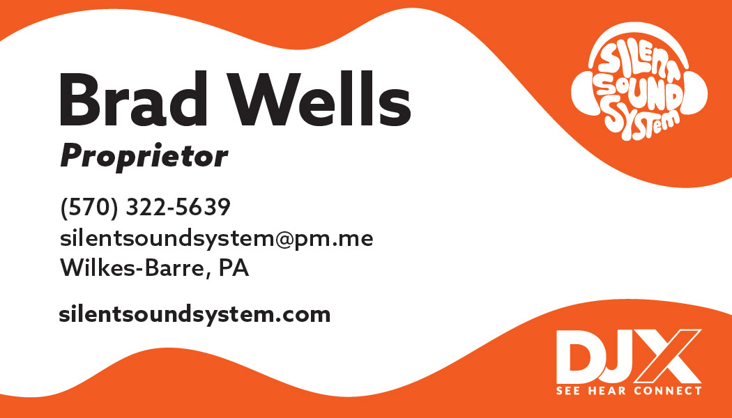 Silent Sound System & DJX Business Card Contact Info