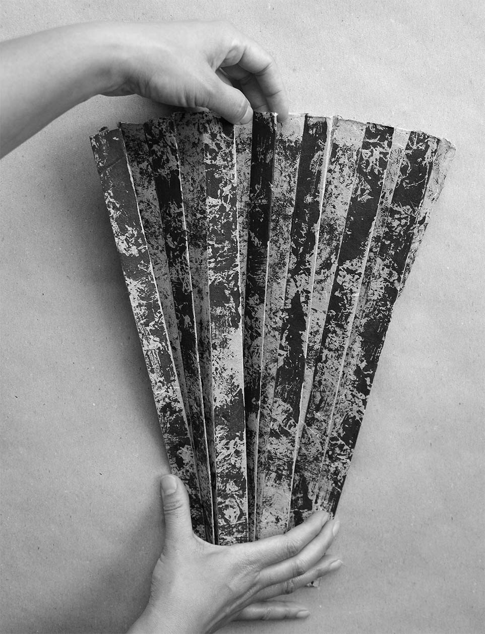 Weaving: Original print artwork - pleated an printed with acrylic paint